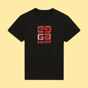 Givenchy 4G Lock Slim Fit T-Shirt - Black/Red