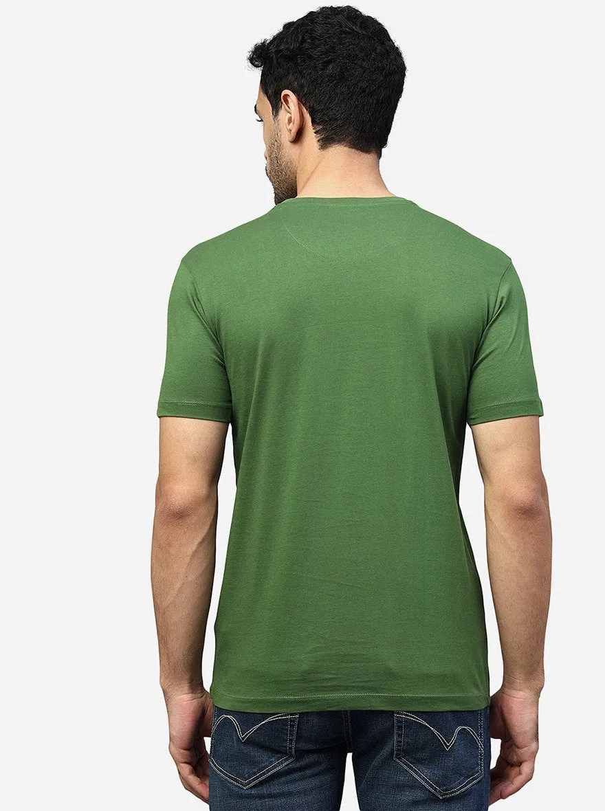 Green Printed Slim Fit T-Shirt | Greenfibre