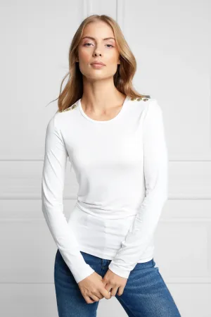 Holland Cooper Long Sleeve Crew Neck Tee in White