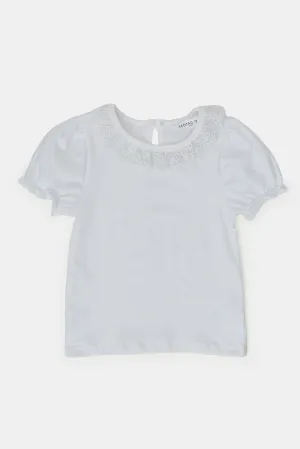 Infant Girls Lilac Lace Collar T Shirt