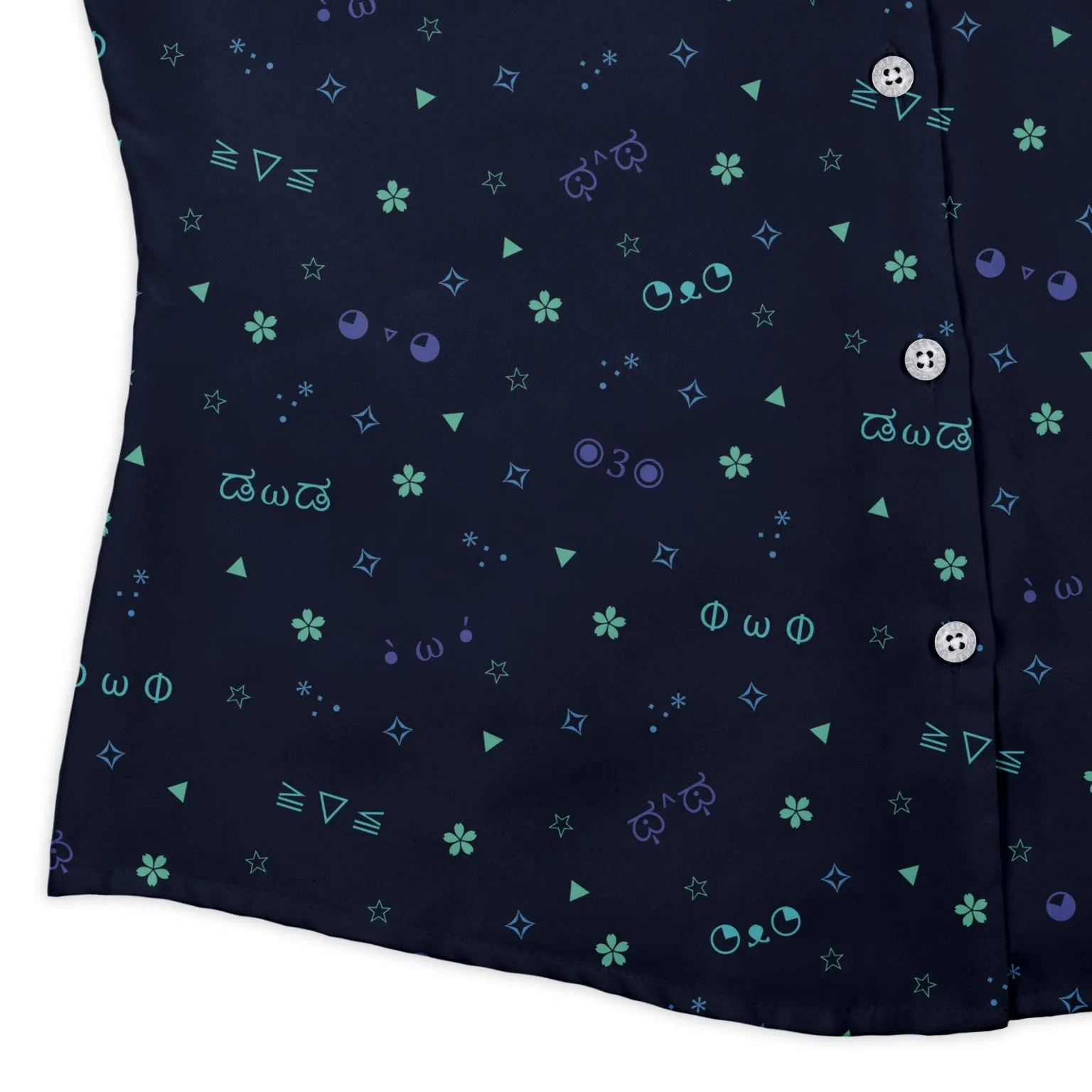 Kao Emojis Blue Curvy Button Up Shirt