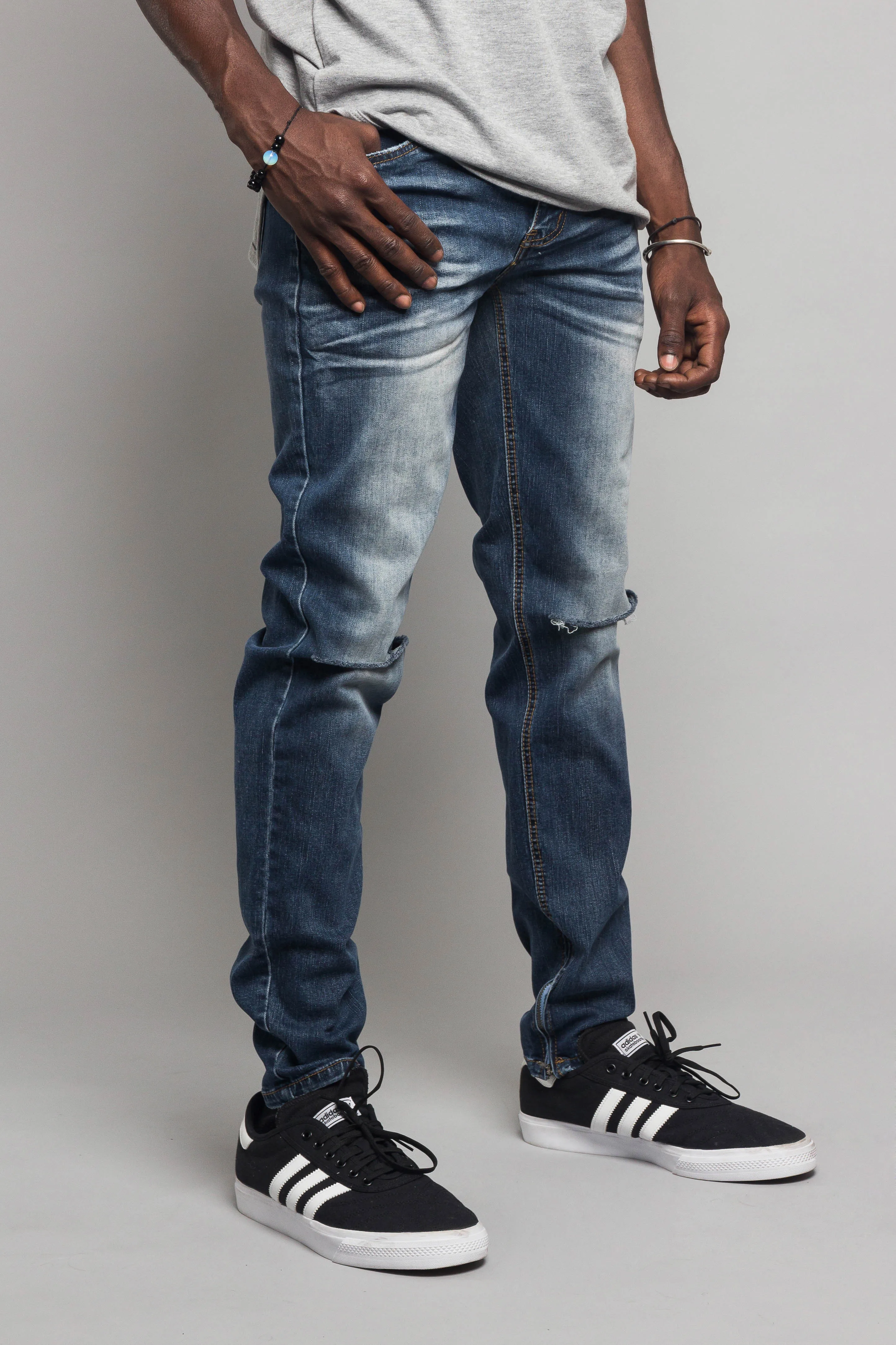 Knee Cut Denim Skinny Jeans