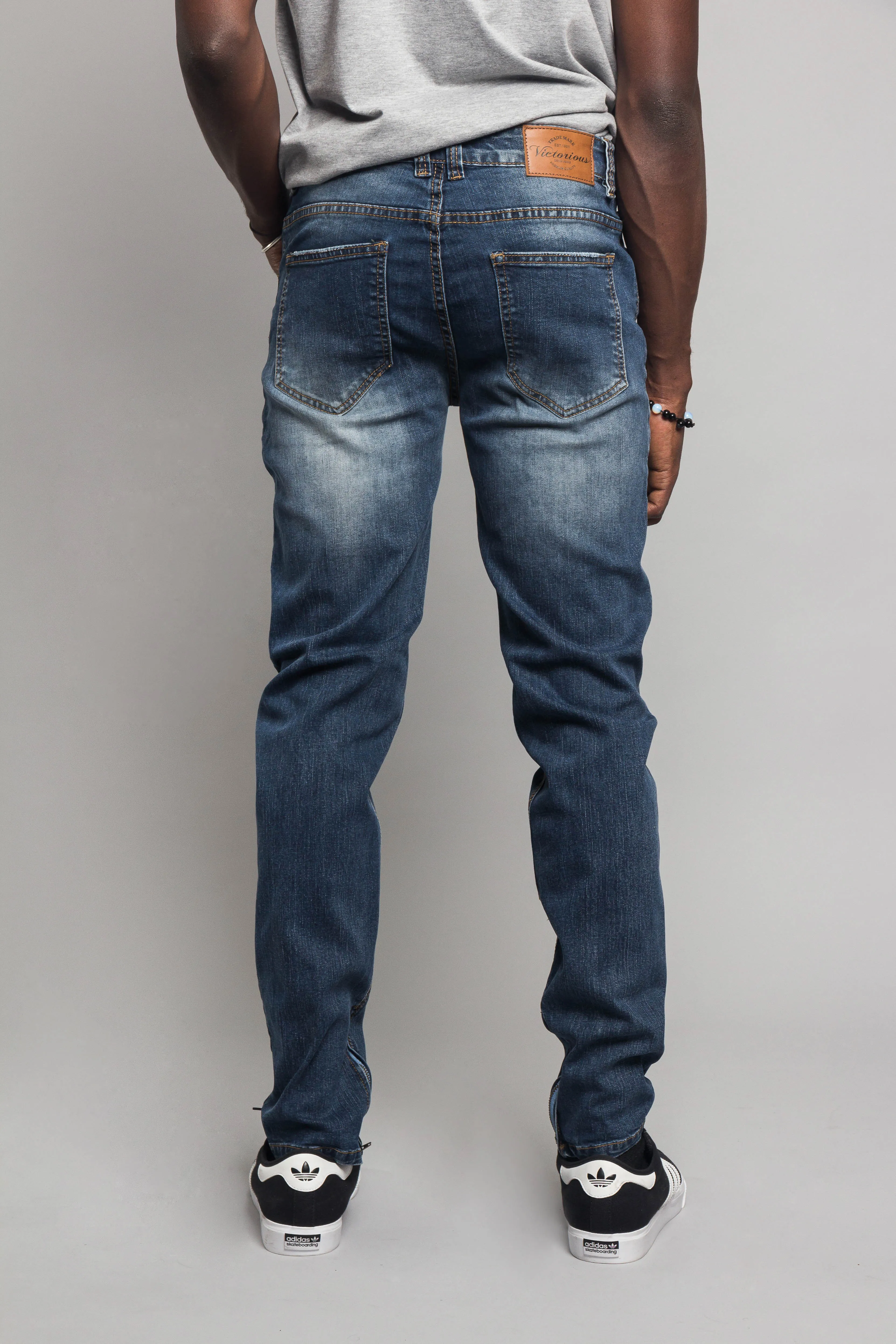 Knee Cut Denim Skinny Jeans