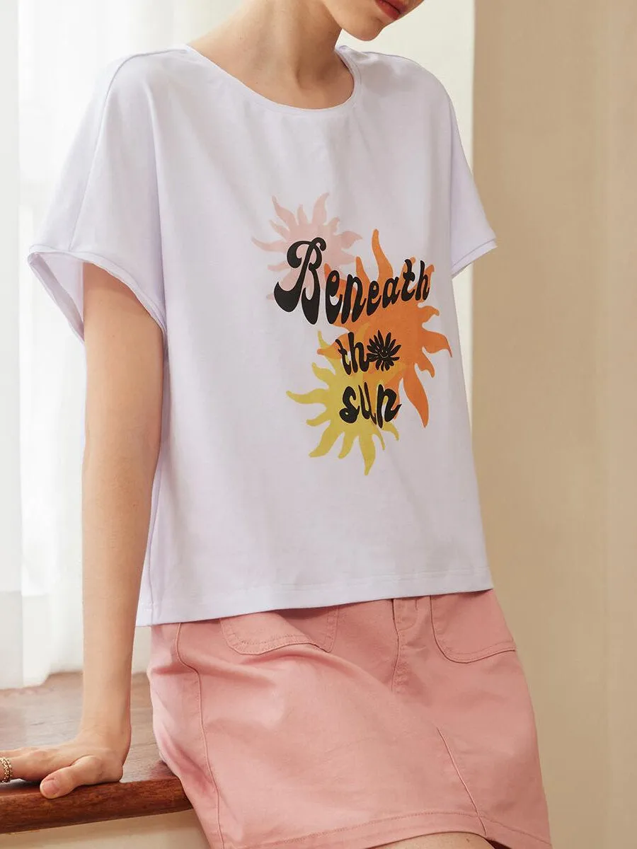 Letter Batwing Sleeve Tee