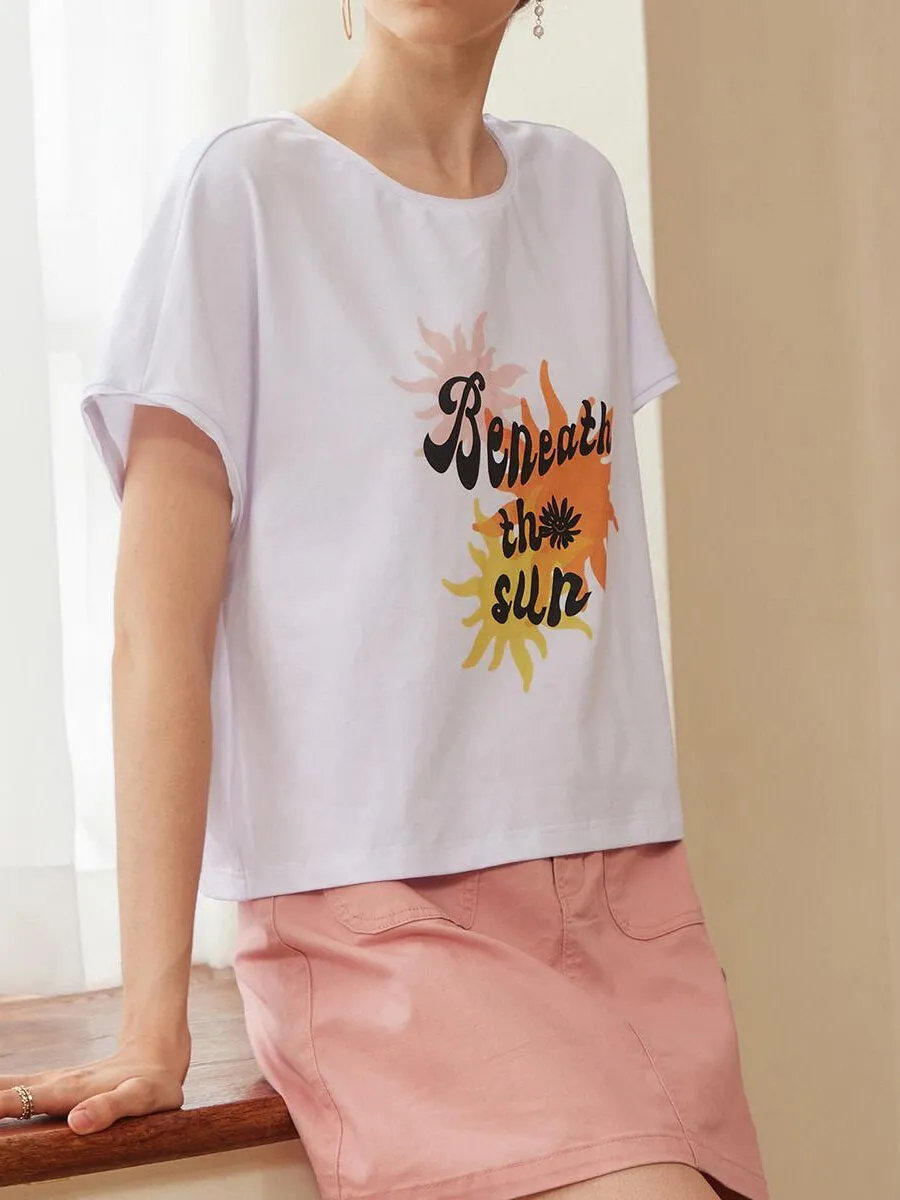 Letter Batwing Sleeve Tee