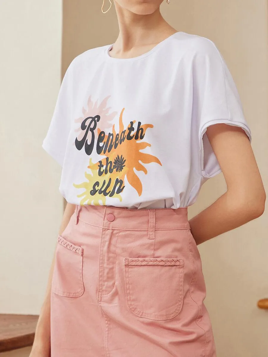 Letter Batwing Sleeve Tee