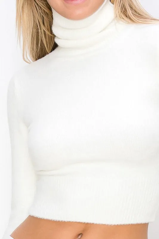 LEX FUZZY TURTLE NECK CROP TOP