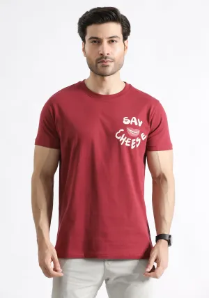 Men Maroon Graphic T-shirt