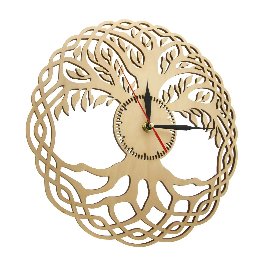 Modern Wall Clock Sacred Geometry Handmade Masterpiece Rustic Wooden Tree Of Life Wall Clock Infinity Tree Home Decor Zen