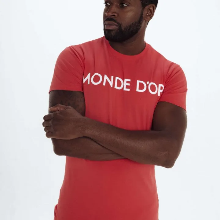 Monde D'or Men's Slim Fit Red T-Shirt