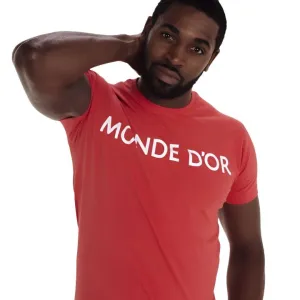 Monde D'or Men's Slim Fit Red T-Shirt