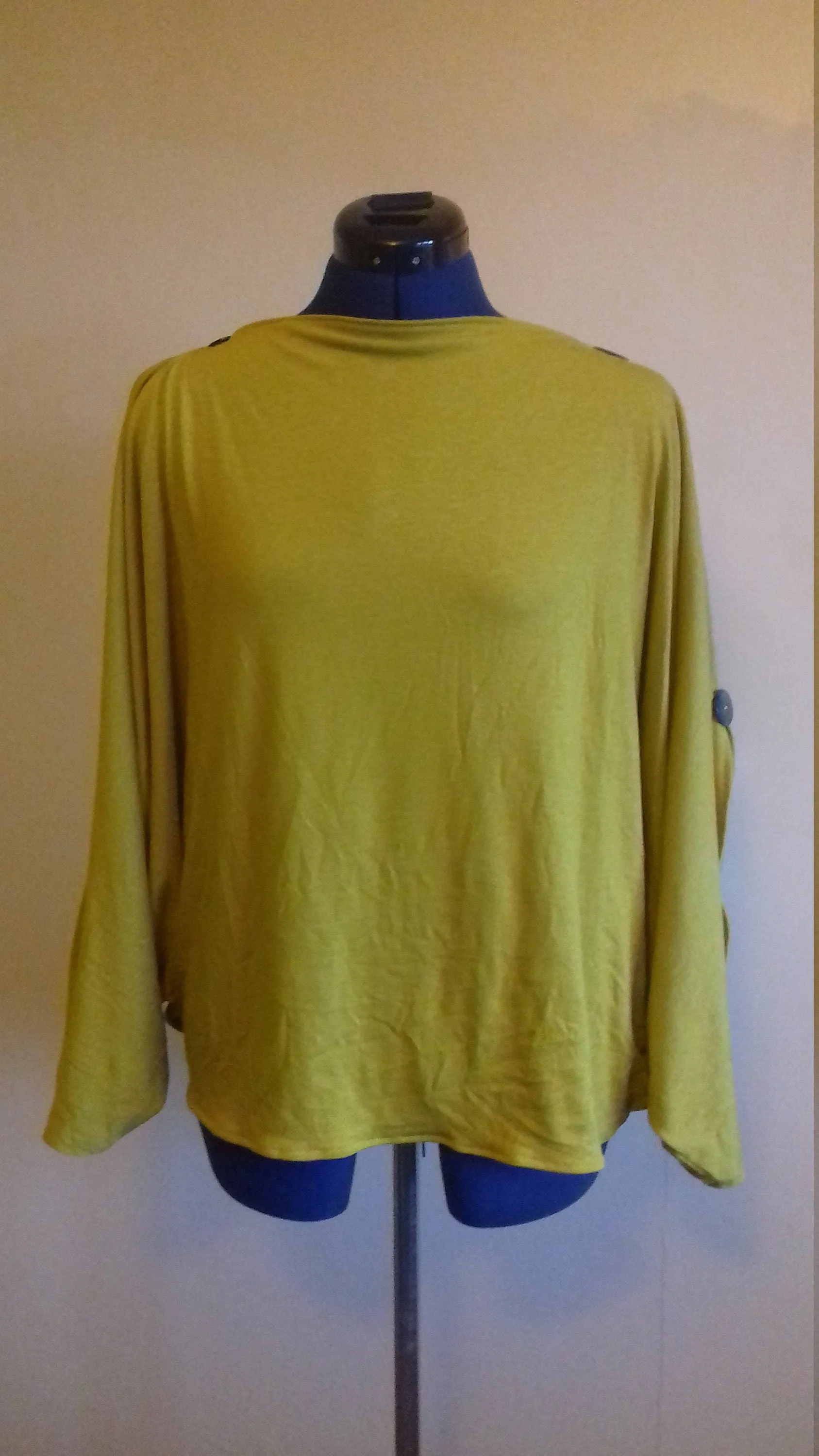 Mustard Yellow Batwing Open Sleeve Top