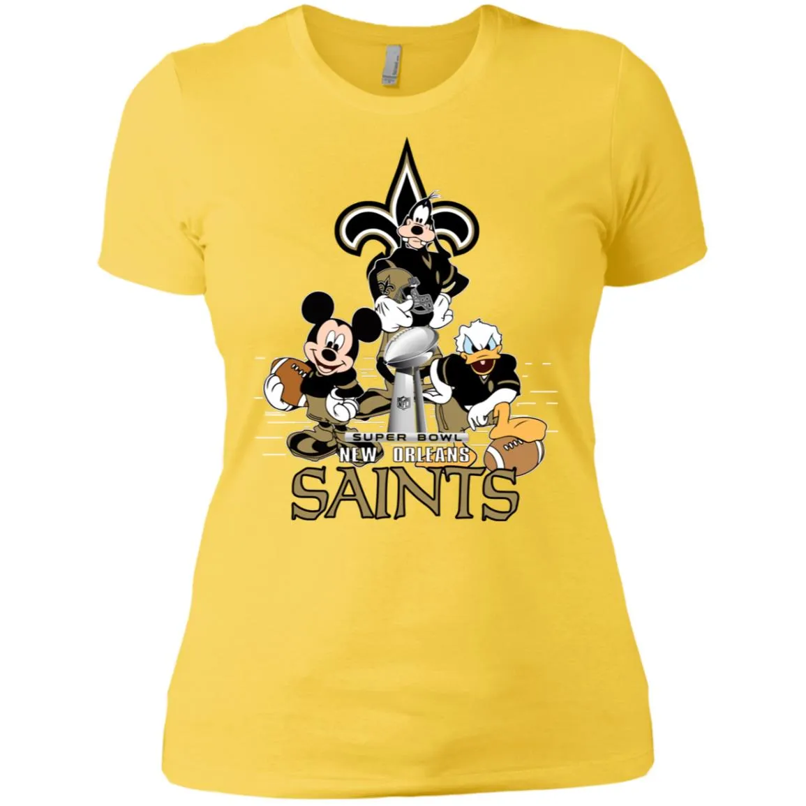 Nfl – New Orleans Saints Donald Duck Goofy Mickey Mouse Super Bowl 2019 Football Women Cotton T-Shirt