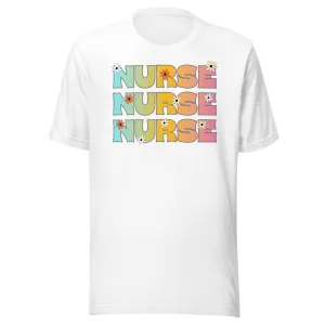 Occupation T-Shirt Hippie Nurse Appreaciation Short Sleeve DTG Printed Top