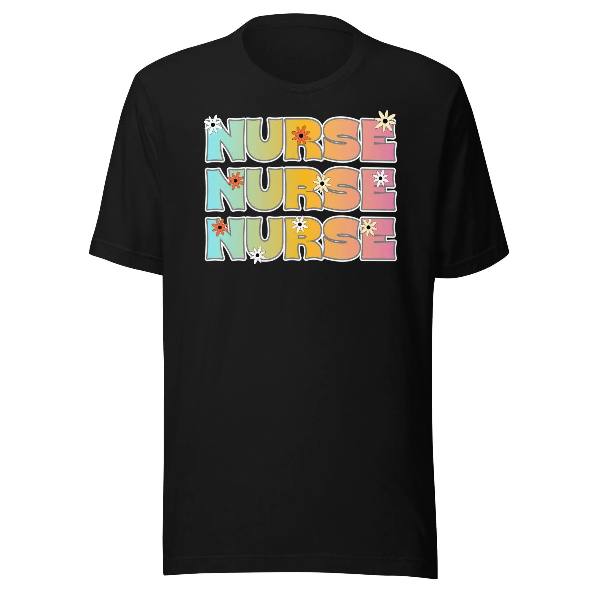 Occupation T-Shirt Hippie Nurse Appreaciation Short Sleeve DTG Printed Top