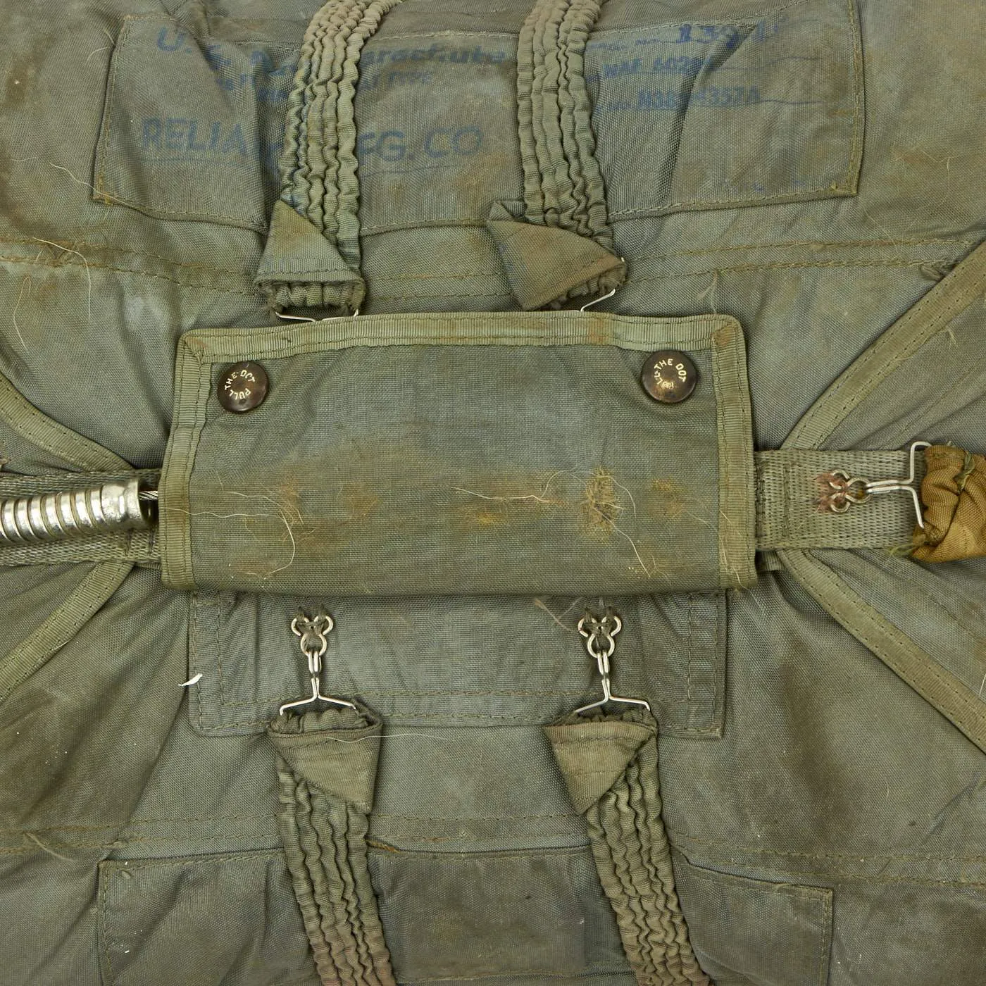 Original U.S. Cold War 1950s 28ft Seat Pack Parachute with Harness by Reliance