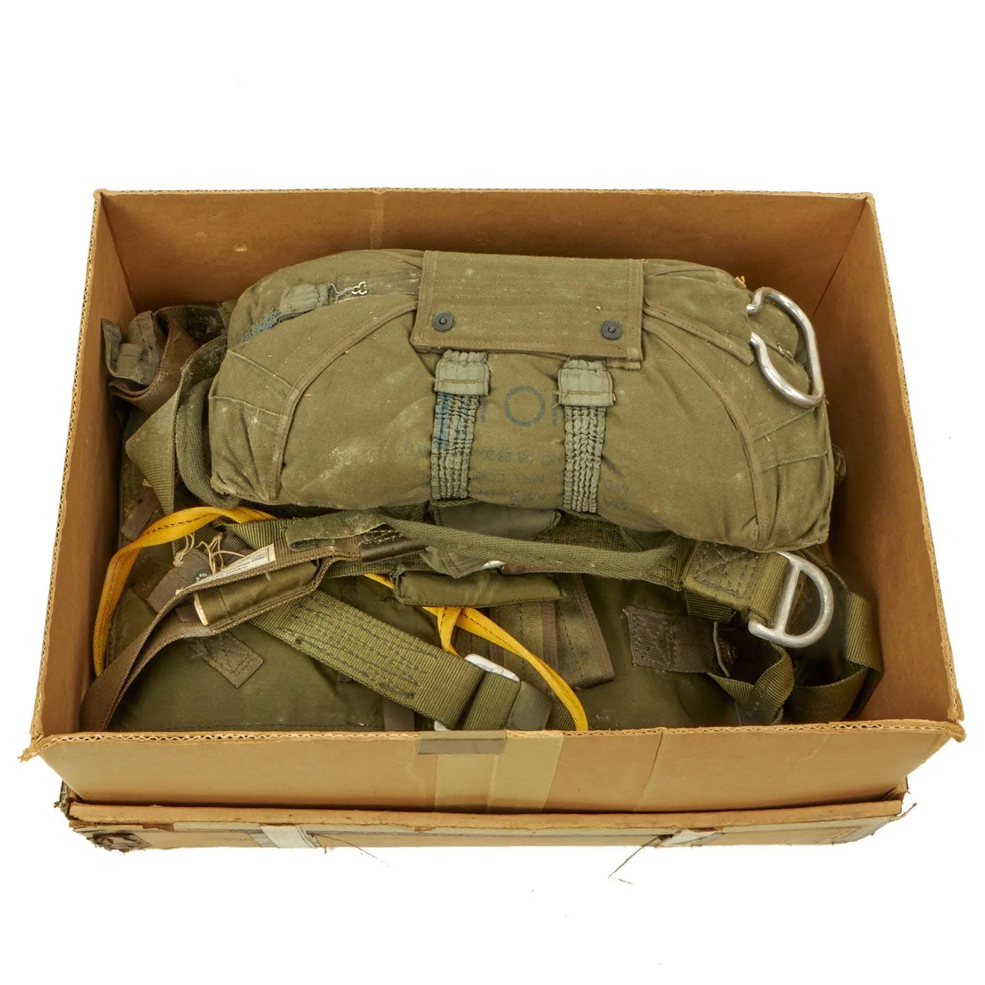 Original U.S. Early Vietnam War Parachute with Harness and Reserve Chute By Mills Manufacturing Corporation