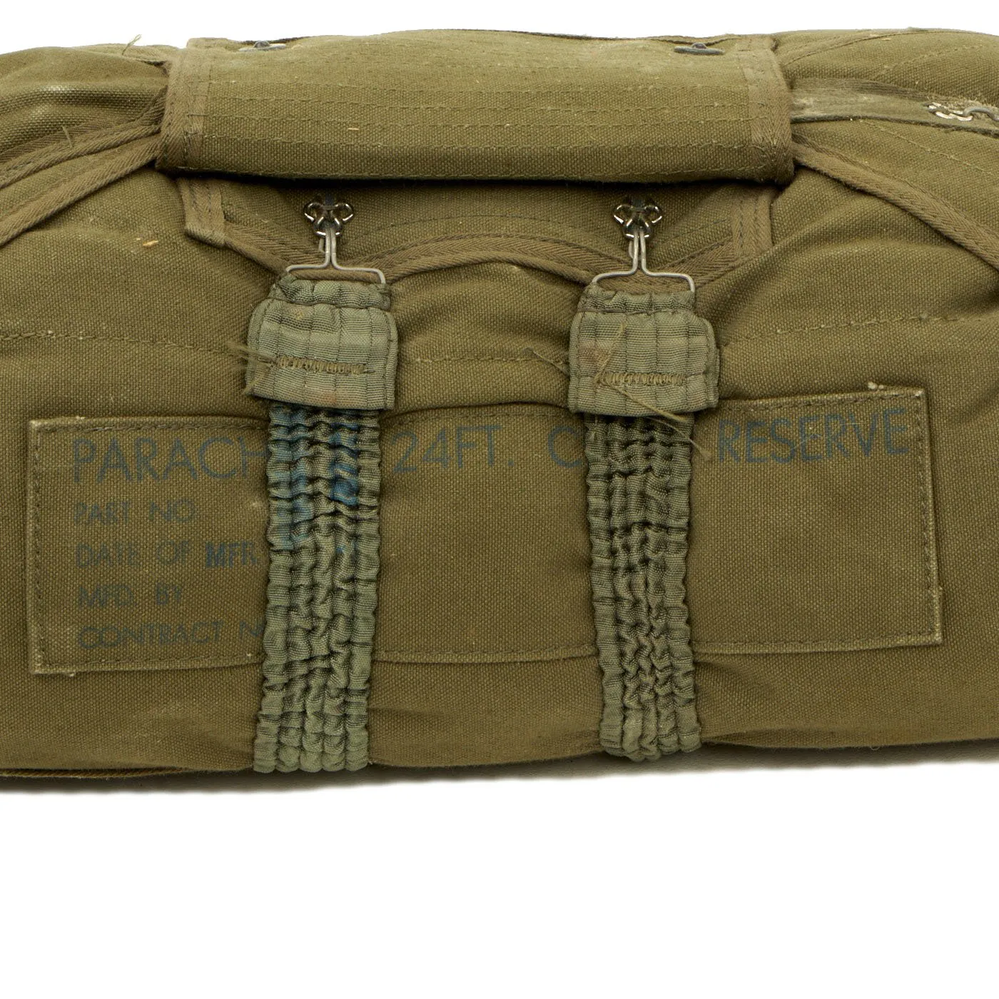 Original U.S. Early Vietnam War Parachute with Harness and Reserve Chute By Mills Manufacturing Corporation