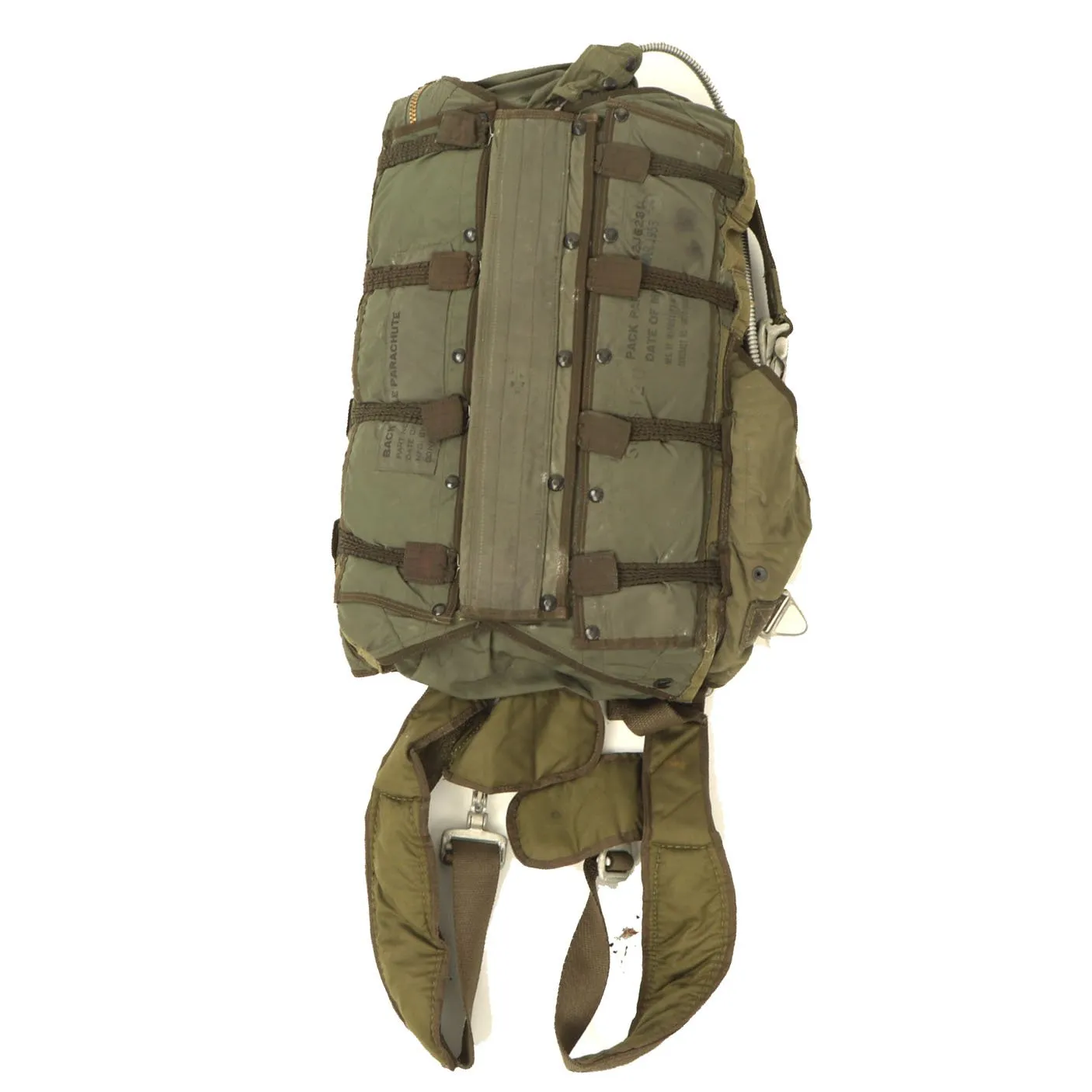 Original U.S. Korean War North American F-86 Sabre Pilot Emergency Parachute Pack with Harness Dated March 1953