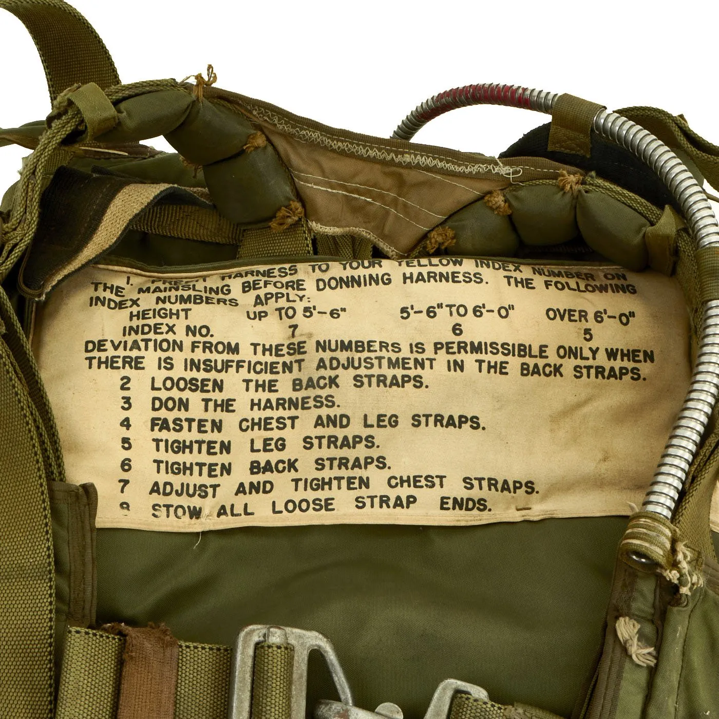 Original U.S. WWII Air Force Korean War Aircrew Parachute Pack with Harness and Parachute Canopy - Dated May, 1951