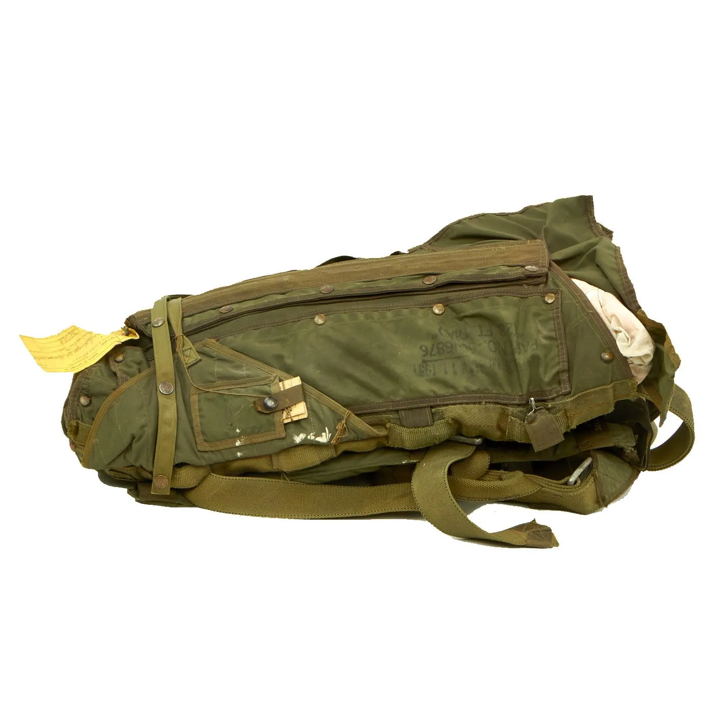 Original U.S. WWII Air Force Korean War Aircrew Parachute Pack with Harness and Parachute Canopy - Dated May, 1951