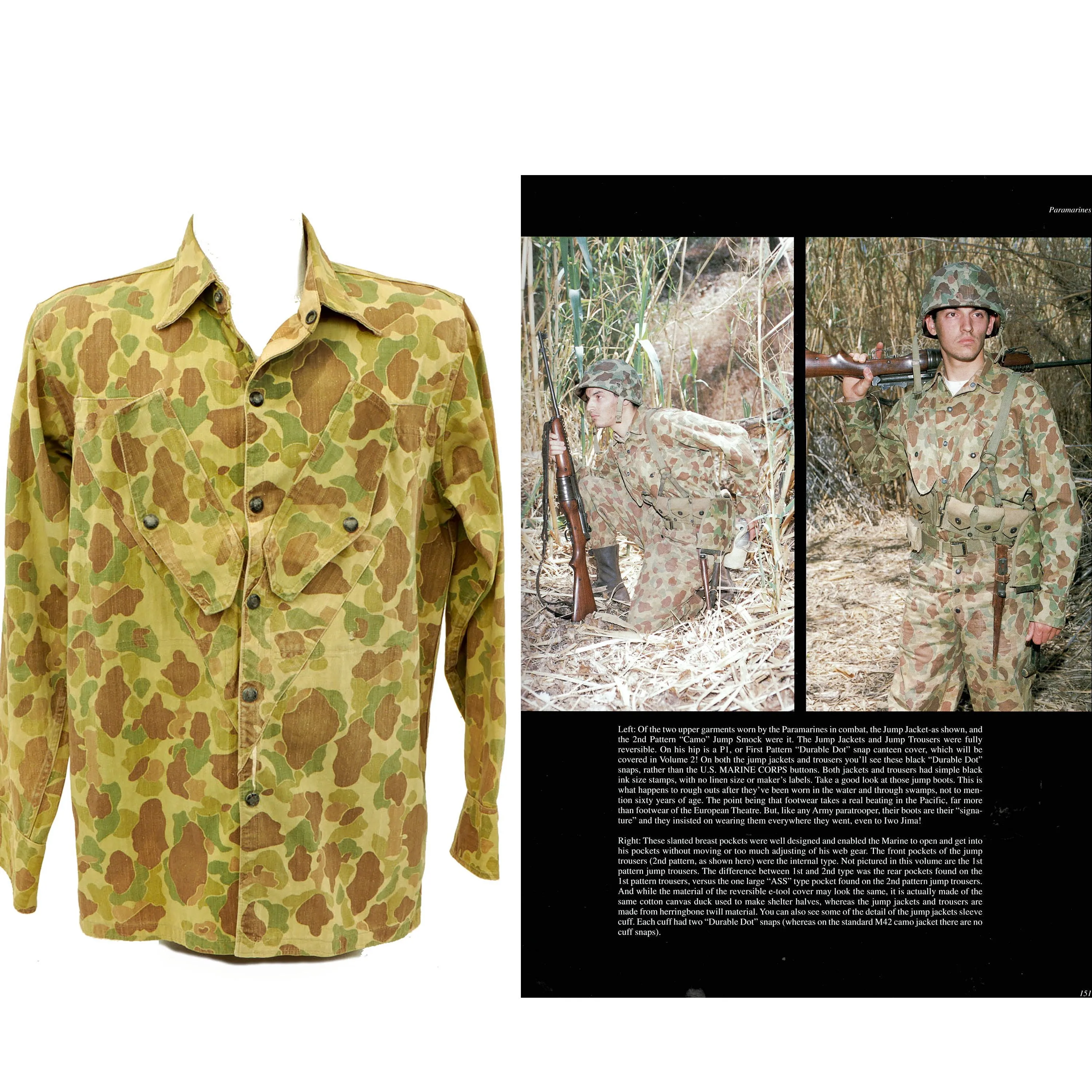 Original U.S. WWII USMC Paramarine Frogskin Reversible Camouflage 1st Pattern Jump Jacket - As Seen in Book