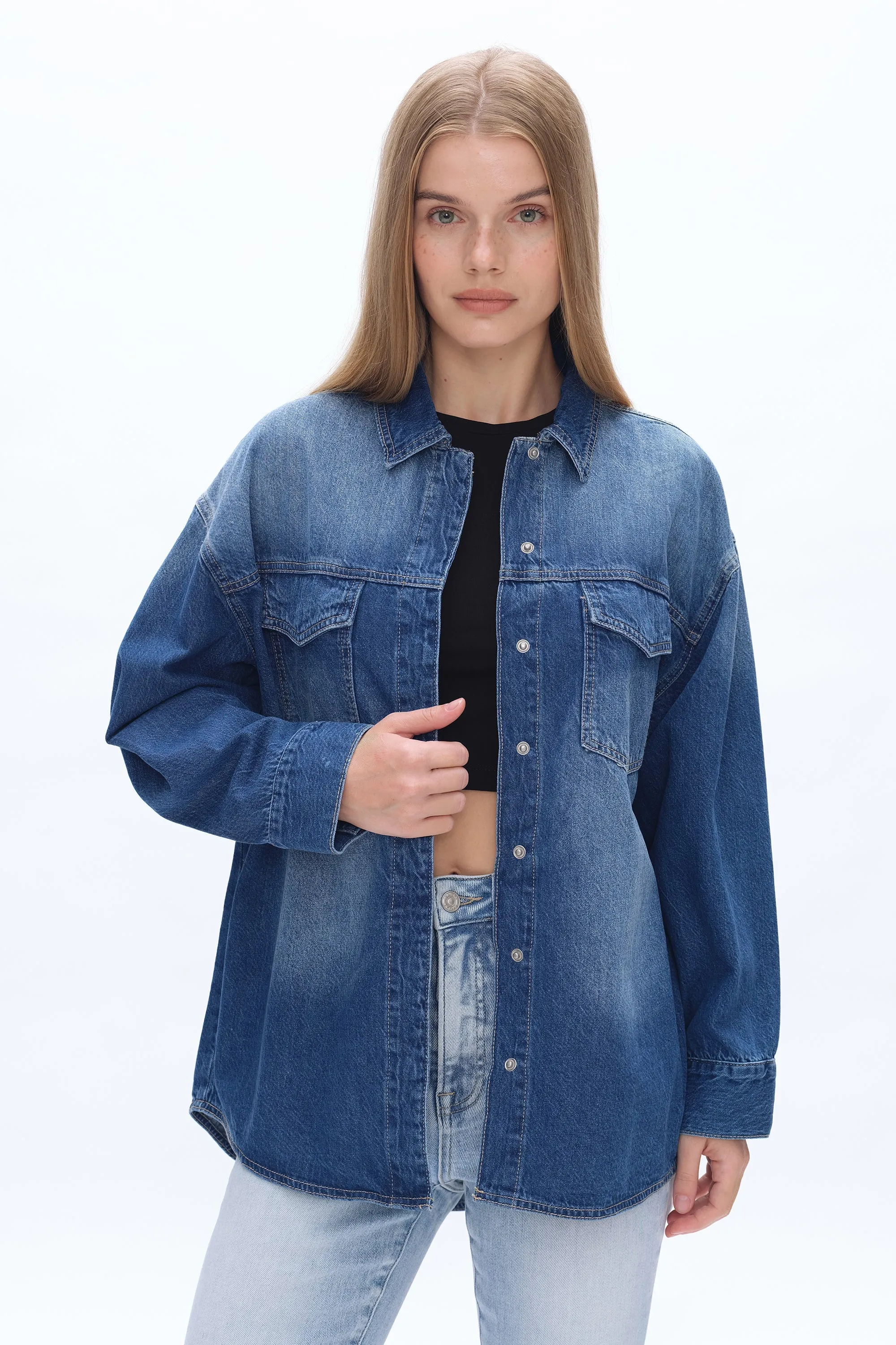 Oversized Denim Shirt Jacket