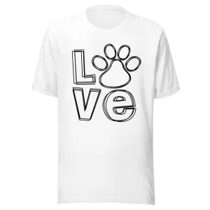 Pet T-shirt Love with O as Puppy Paw Short Sleeve Unisex Top