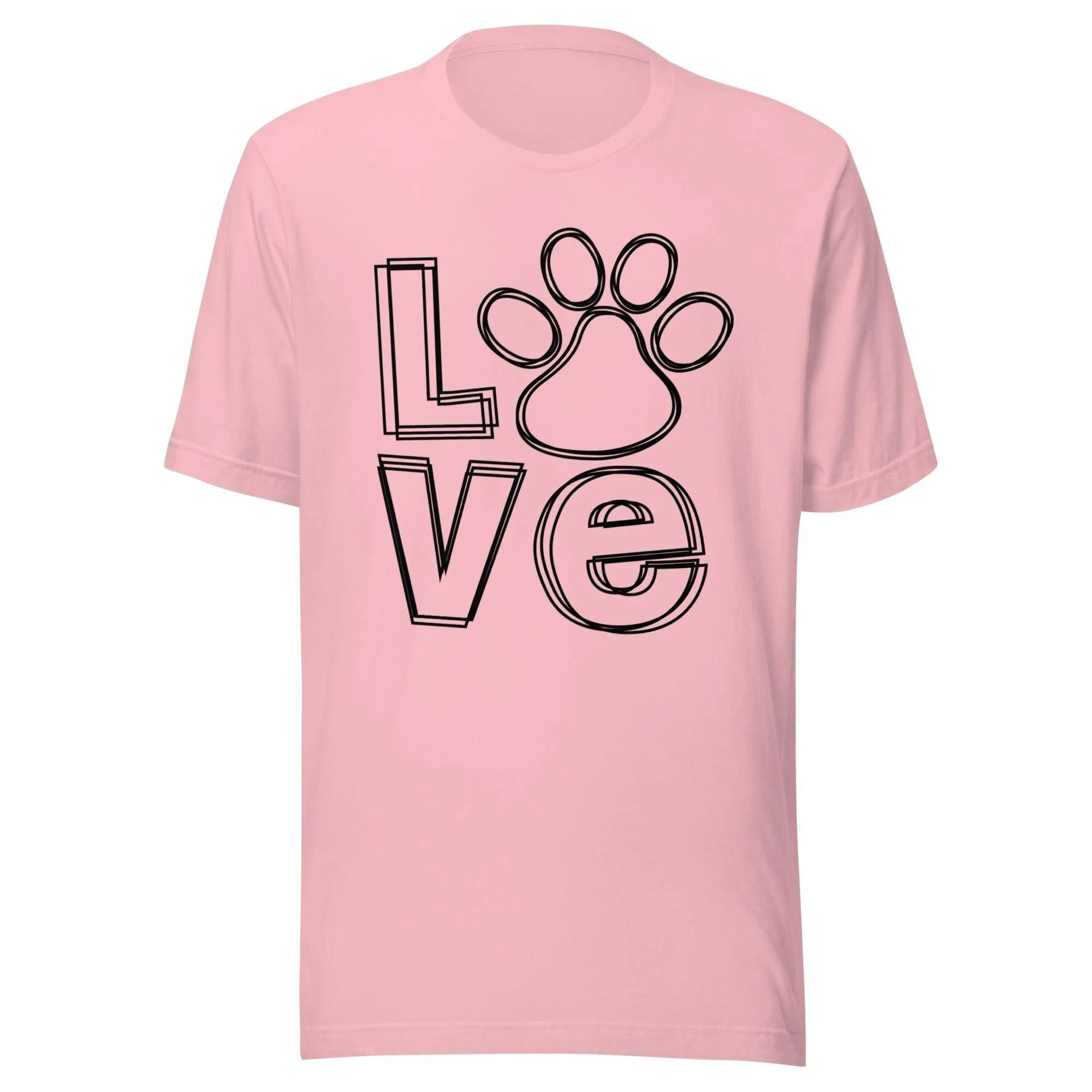 Pet T-shirt Love with O as Puppy Paw Short Sleeve Unisex Top