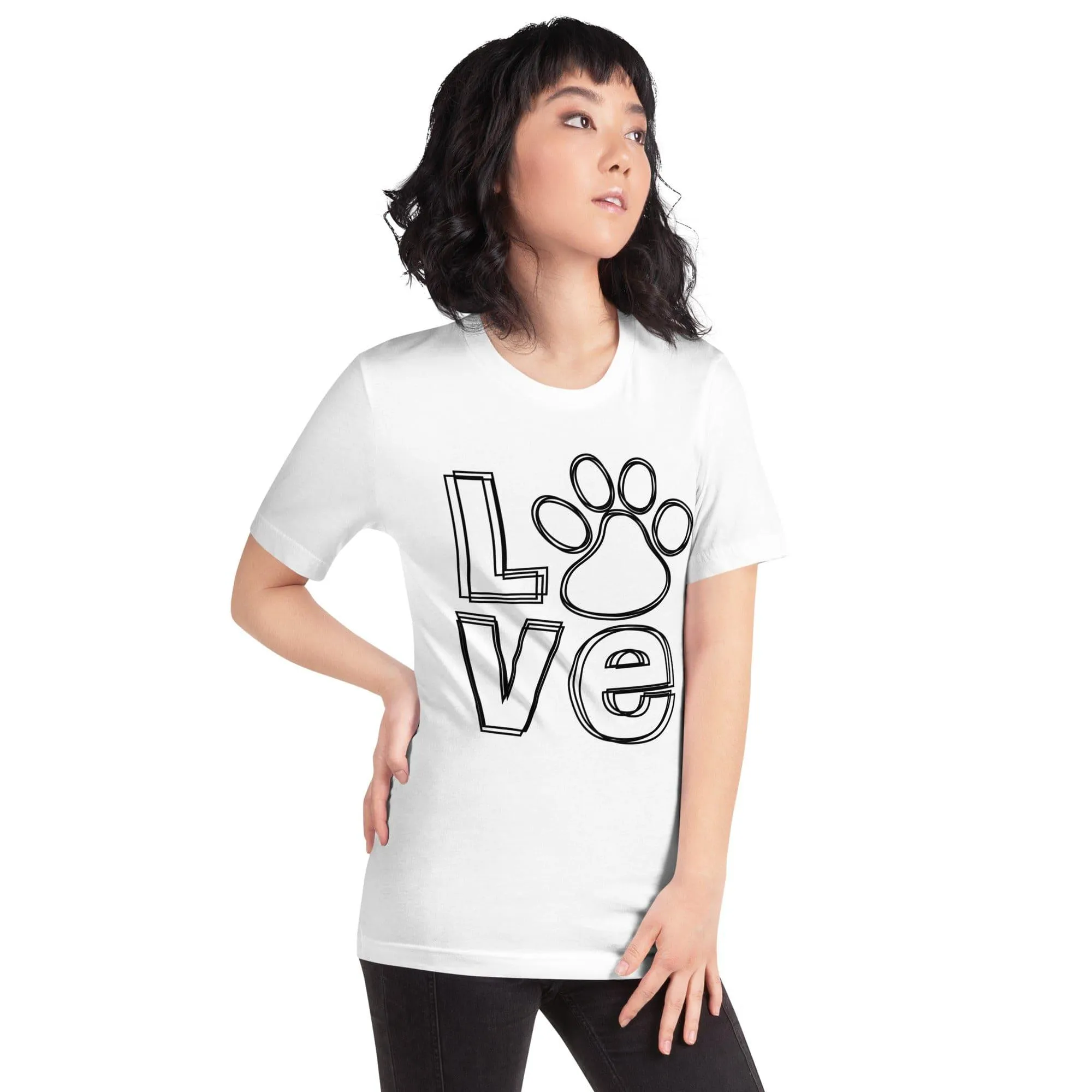 Pet T-shirt Love with O as Puppy Paw Short Sleeve Unisex Top