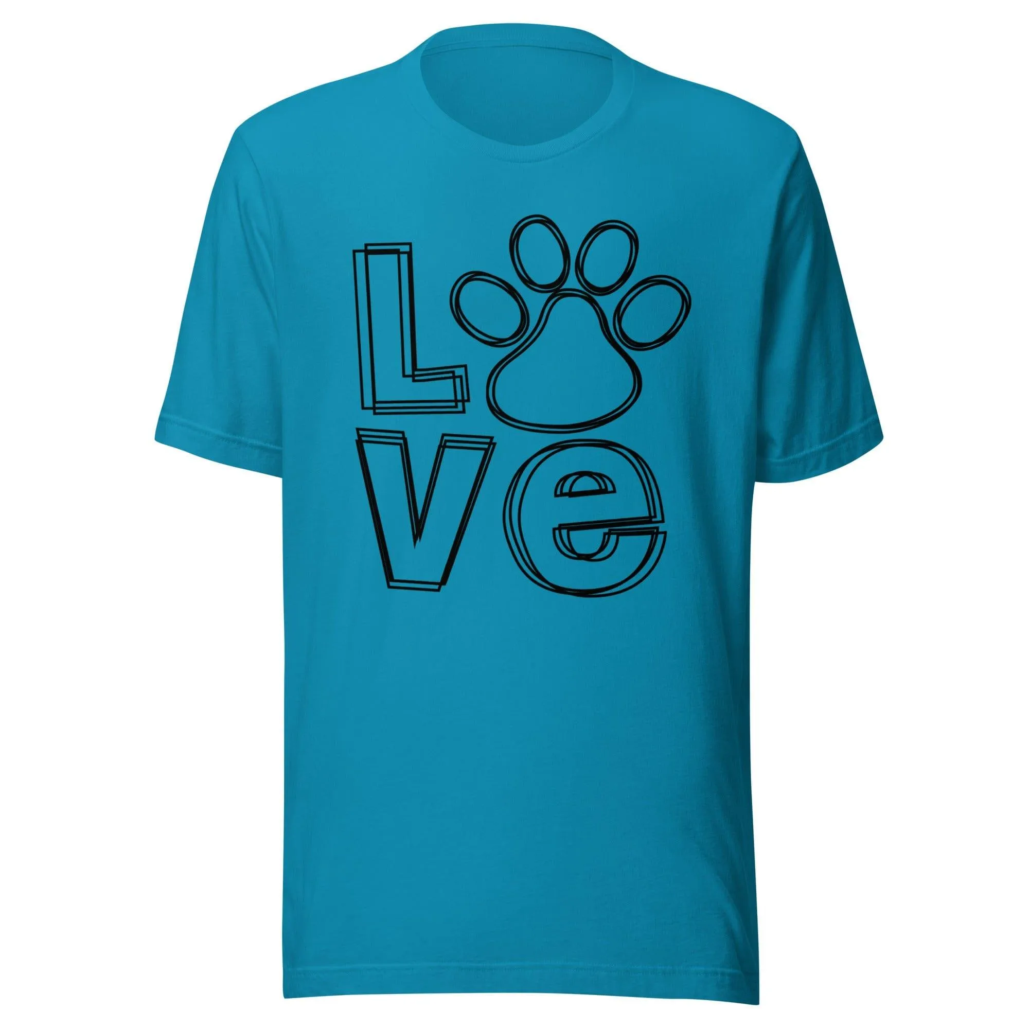 Pet T-shirt Love with O as Puppy Paw Short Sleeve Unisex Top