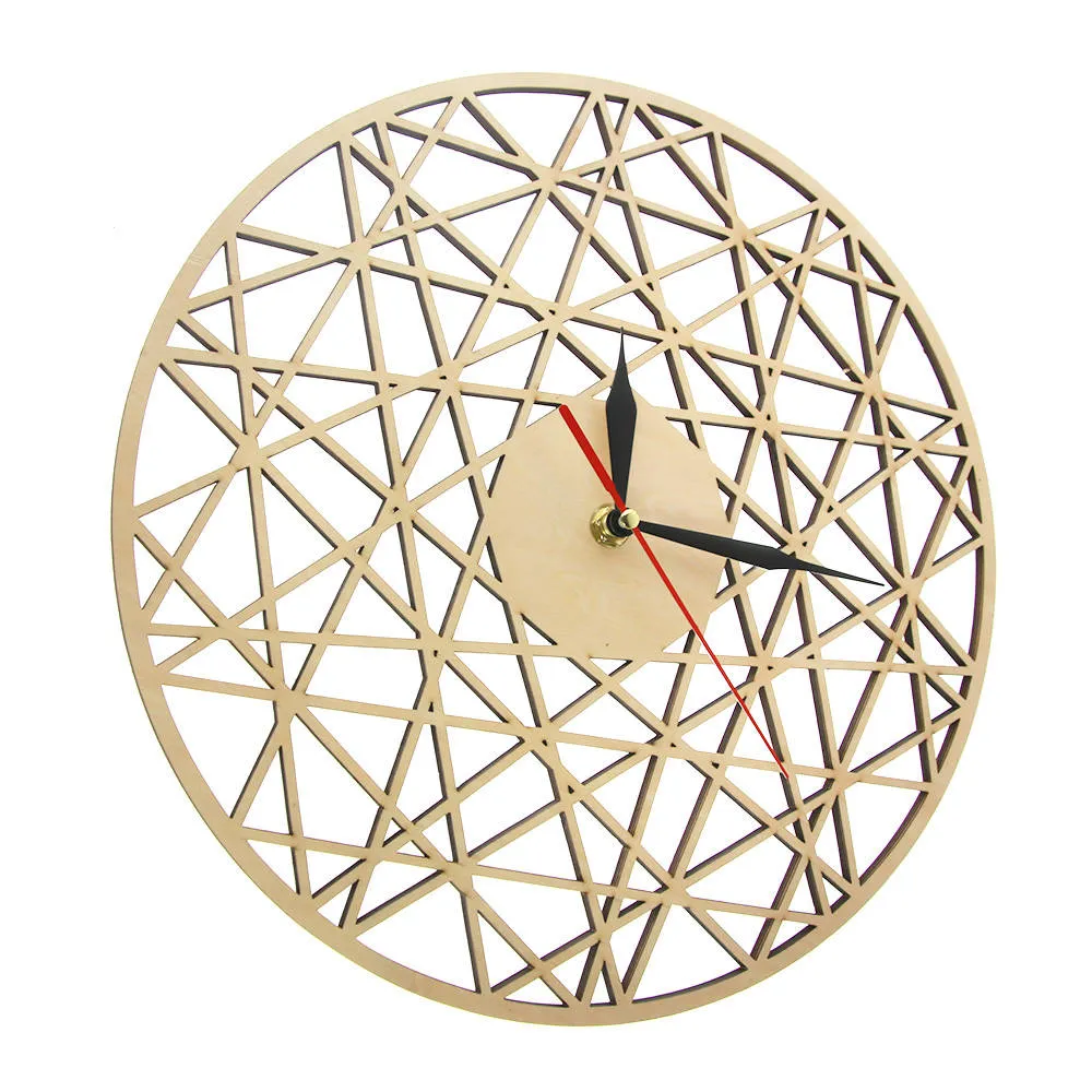 Polygonal Modern Geometry Wooden Wall Clock Cobweb Contemporary Style Laser Cut Living Room Clock Housewarming Gift Home Decor