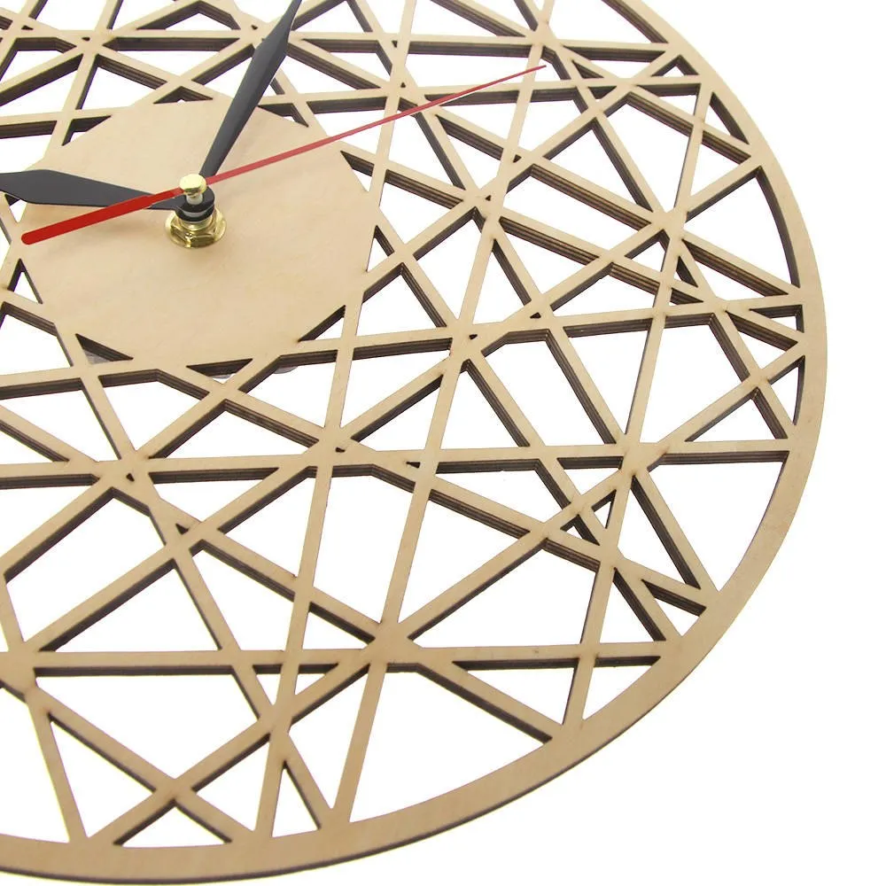 Polygonal Modern Geometry Wooden Wall Clock Cobweb Contemporary Style Laser Cut Living Room Clock Housewarming Gift Home Decor