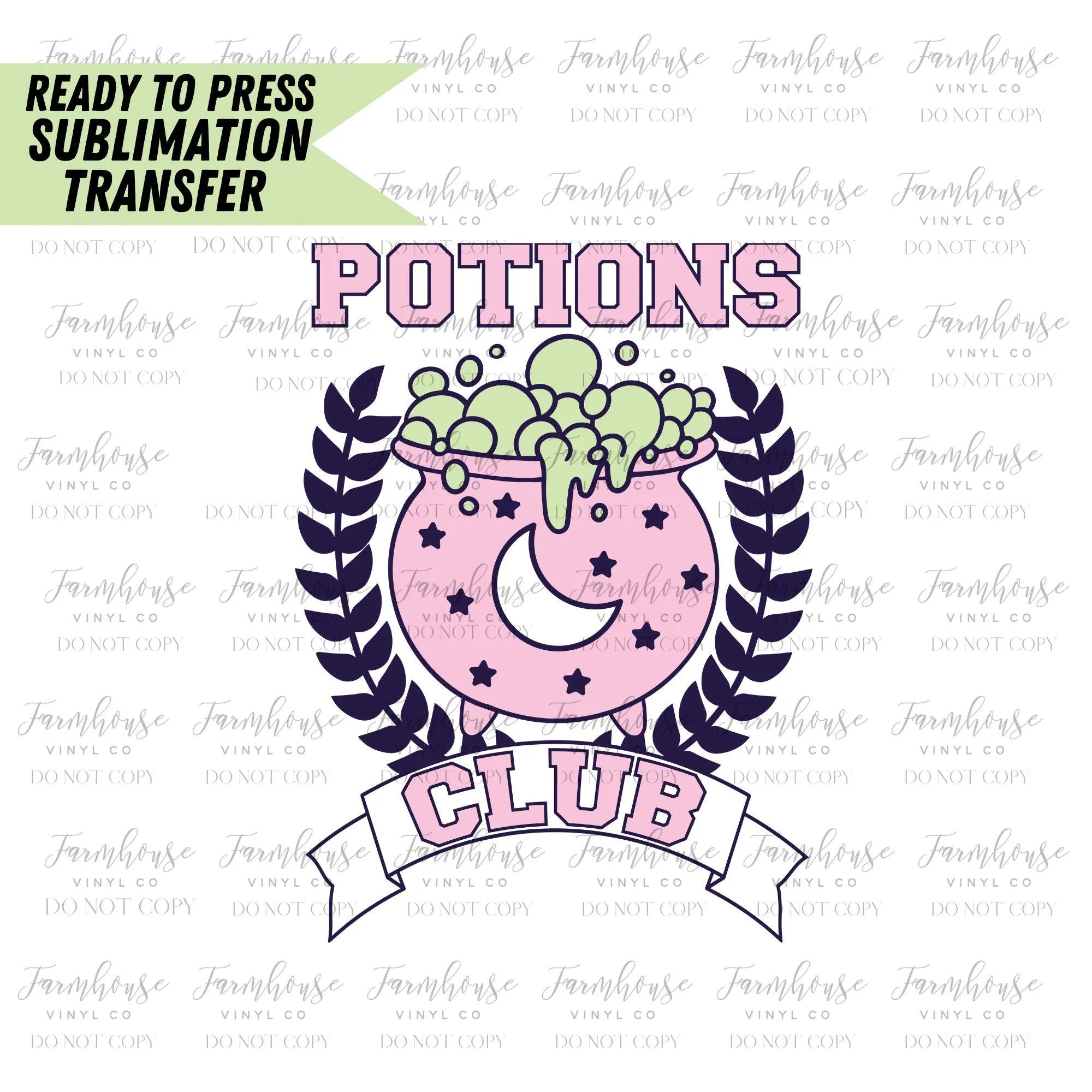 Potions Club Retro, Ready to Press Sublimation Transfers, Sublimation design, Trick Treat, Halloween Retro Design, Cauldron Poisons Design