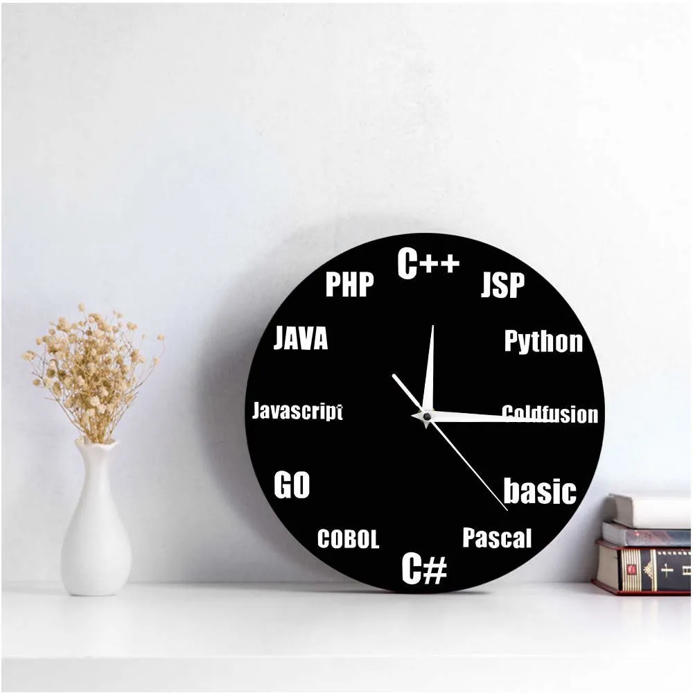 Program Language Minimalist Design Wall Clock Business IT Office Wall Decor Program Nerd Quartz Wall Clock Gifts For IT Geeks