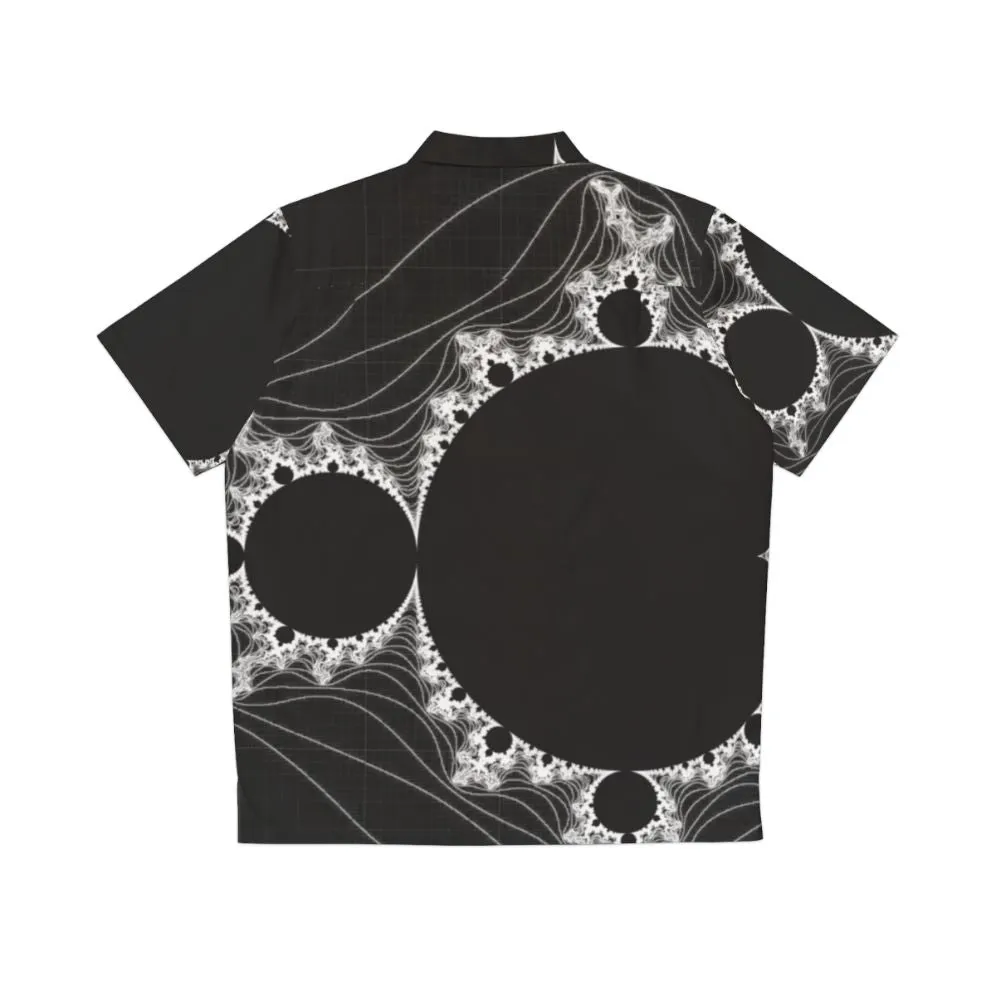 "Minimalist Fractal Design Hawaiian Shirt - White Linear Mandelbrot"