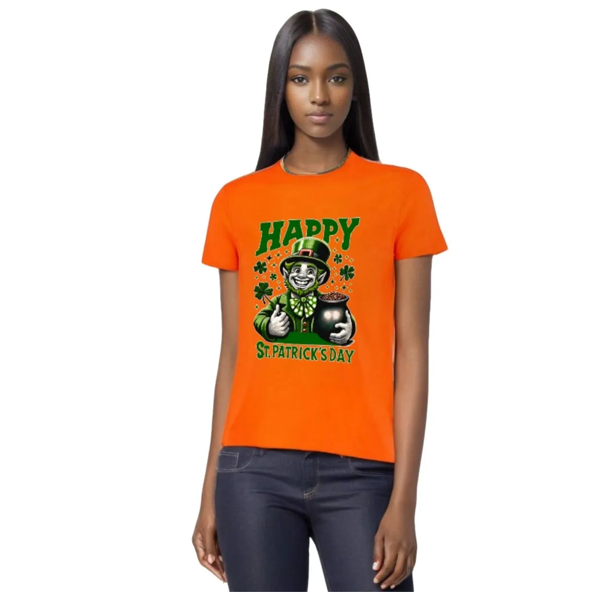 Radiant Orange St. Patrick's Day Leprechaun & Pot of Gold T-Shirt