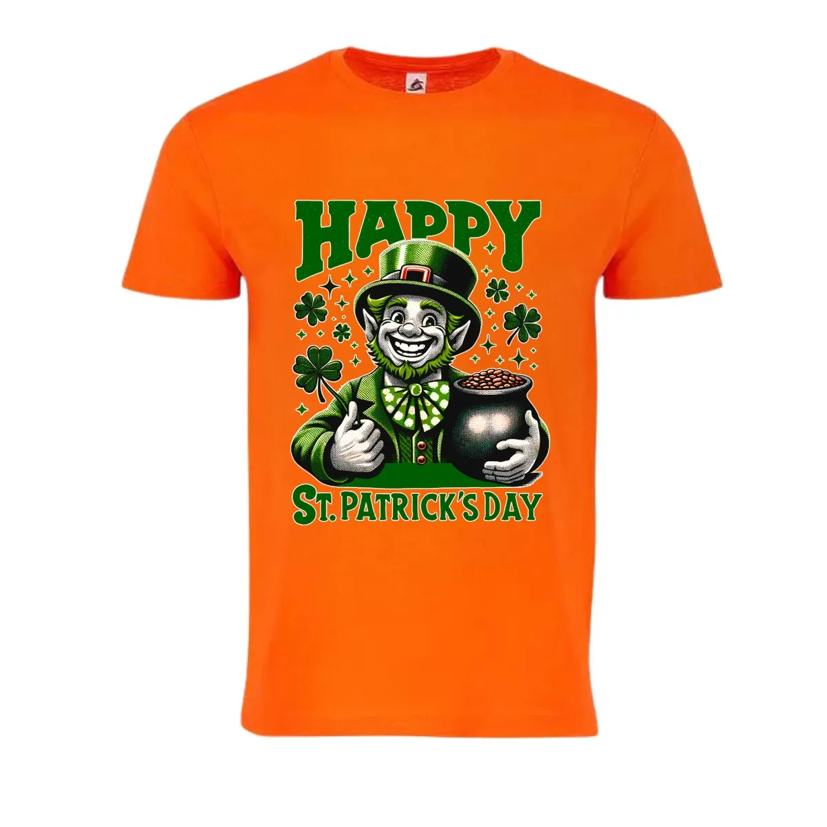 Radiant Orange St. Patrick's Day Leprechaun & Pot of Gold T-Shirt