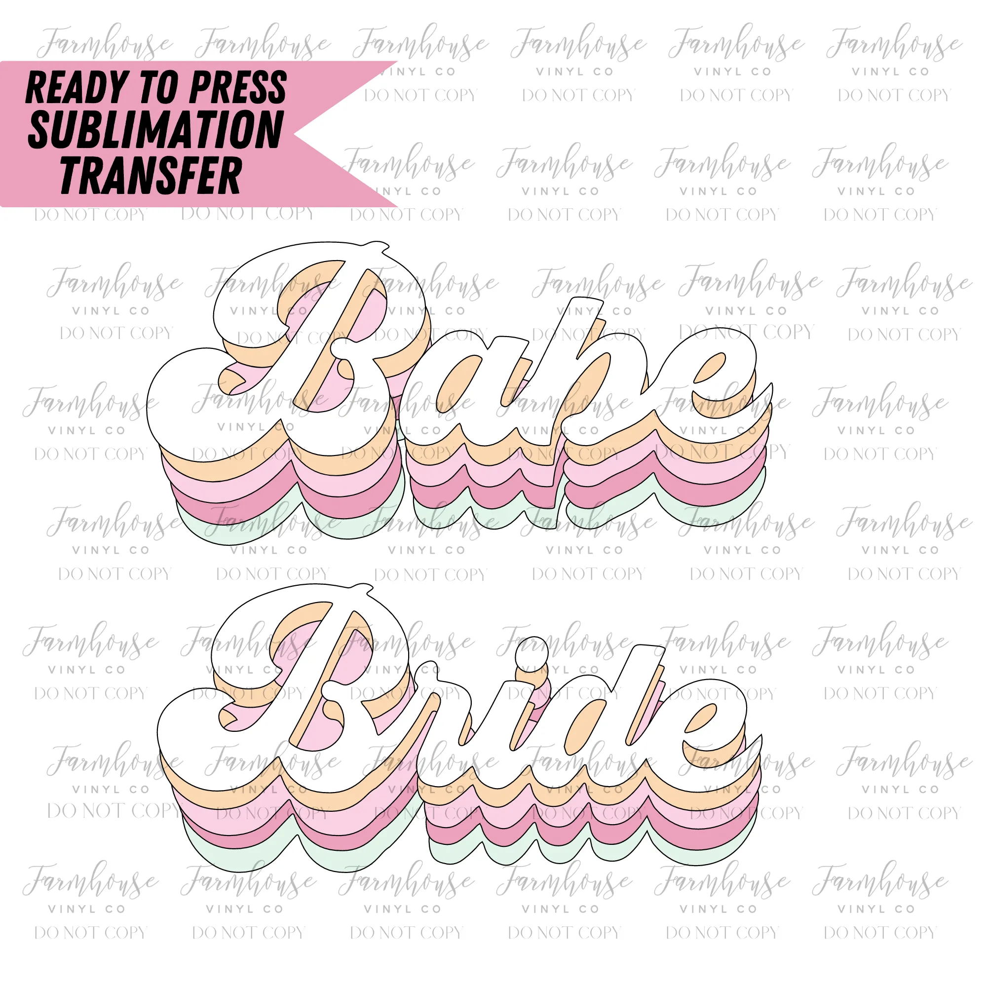 Retro Babe And Bride Ready To Press Sublimation Transfer