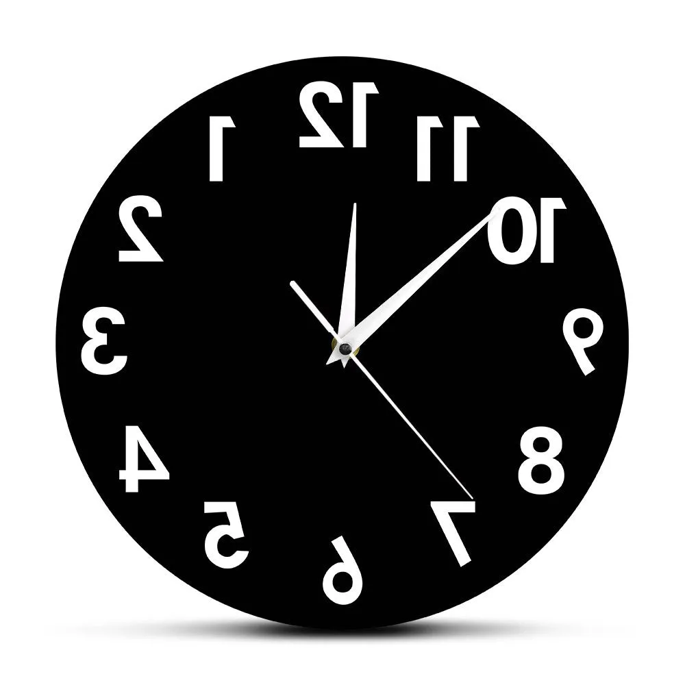 Reverse Wall Clock Unusual Numbers Backwards Modern Decorative Clock Watch Excellent Timepiece For Your Wall