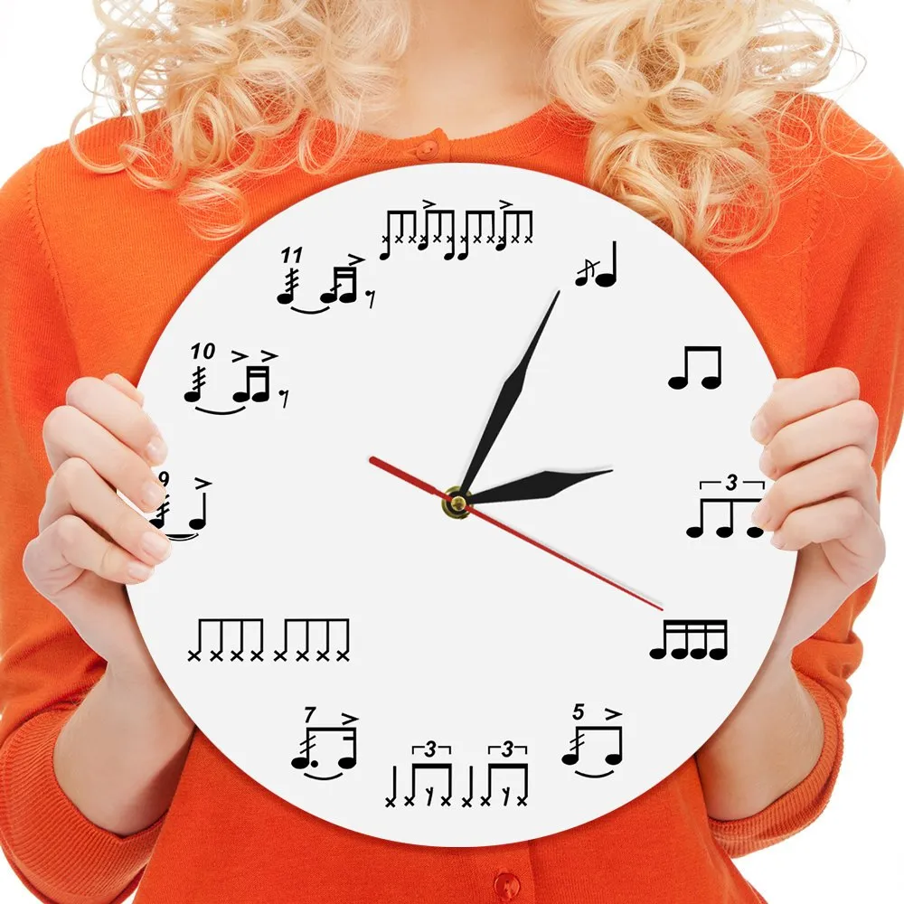 Sheet Music Notes Wall Art Music Room Wall Decor Wall Clock Piano Treble Staff Decorative Art Clocks Musician Gift For Teachers