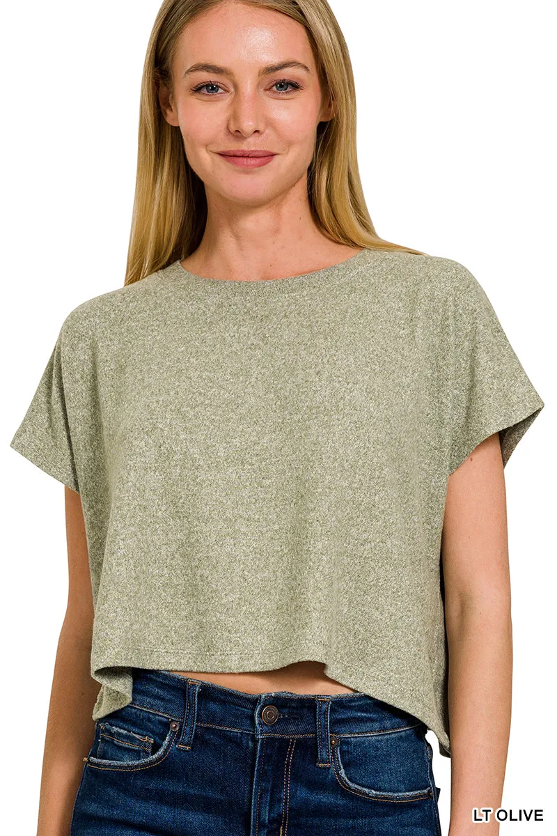 Soft Short Sleeve Round Neck Cropped Top