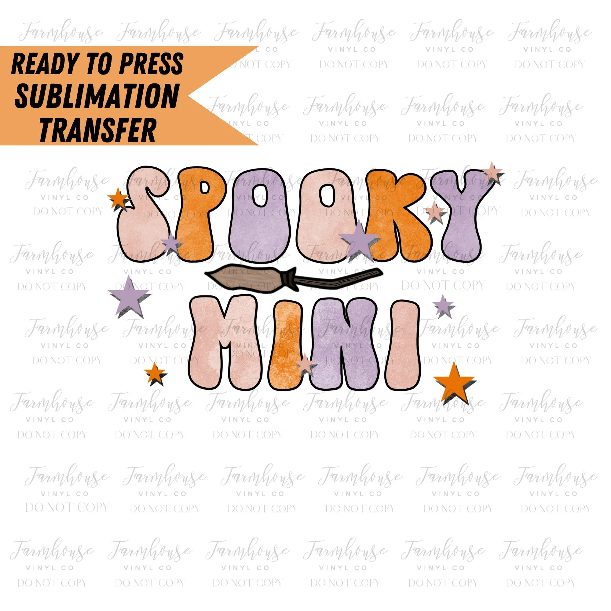 Spooky Mama Mini Floral, Purple Orange Design, Halloween Stars, Ready to Press Sublimation Transfer, Heat Transfer, Trending Graphic 22-23