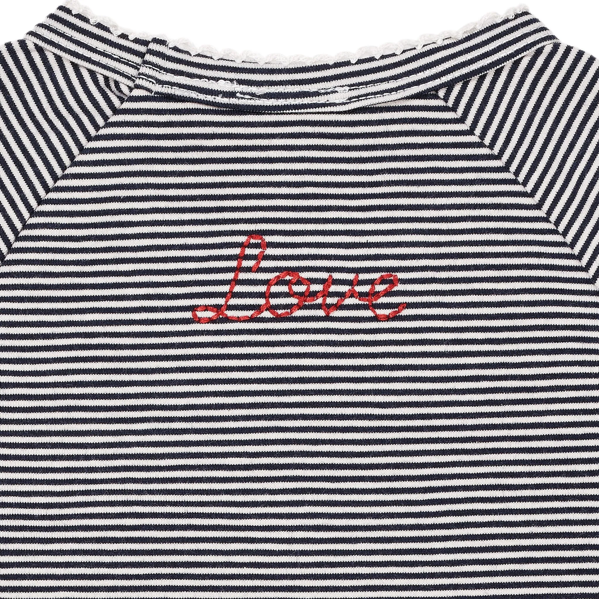 STRIPED LS TEE W. BOW - NAVY/CREAM STRIPE