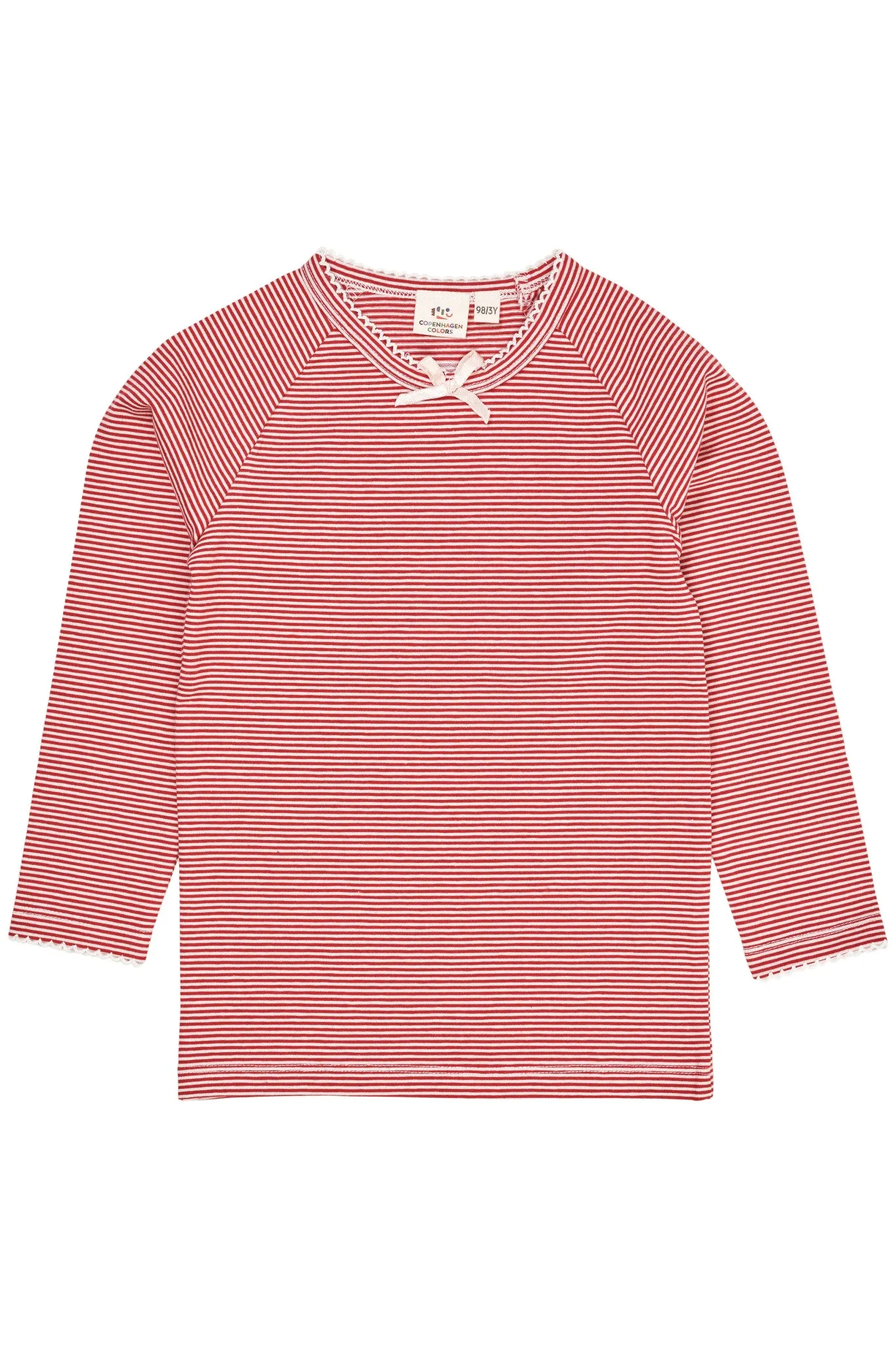 STRIPED LS TEE W. BOW - RED/CREAM STRIPE