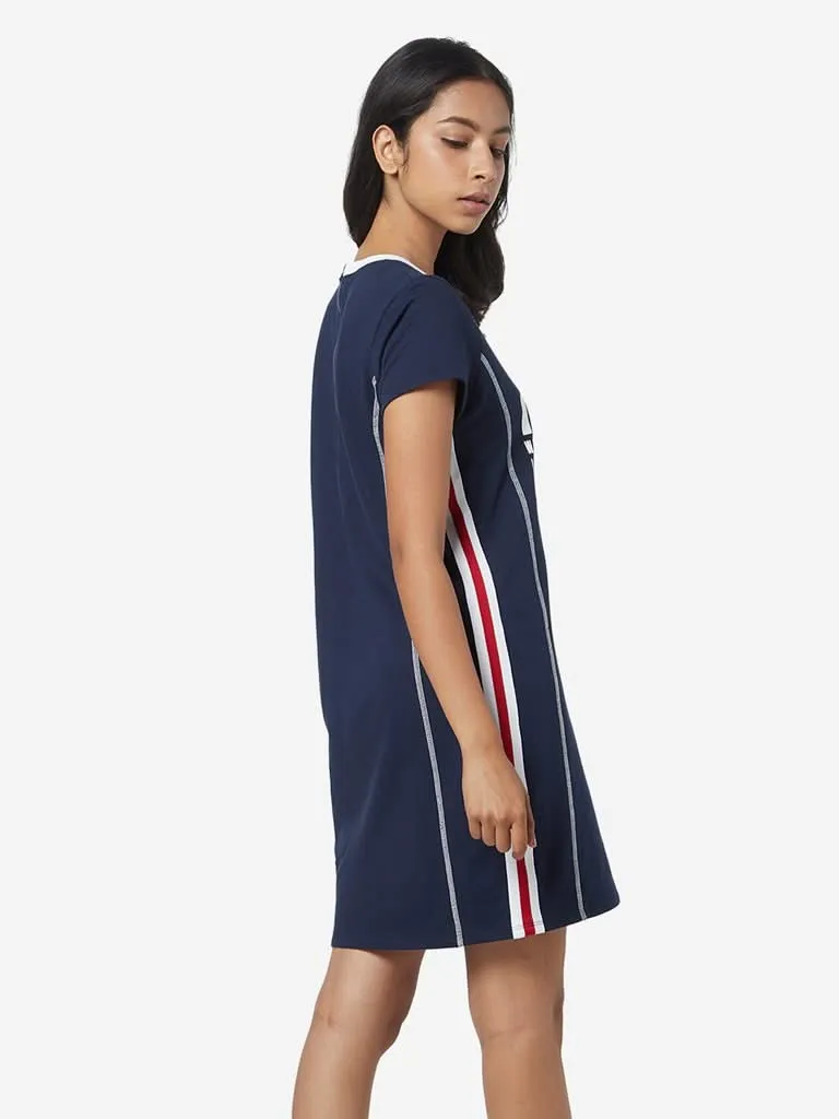 Studiofit Navy Text Design T-Shirt-Dress