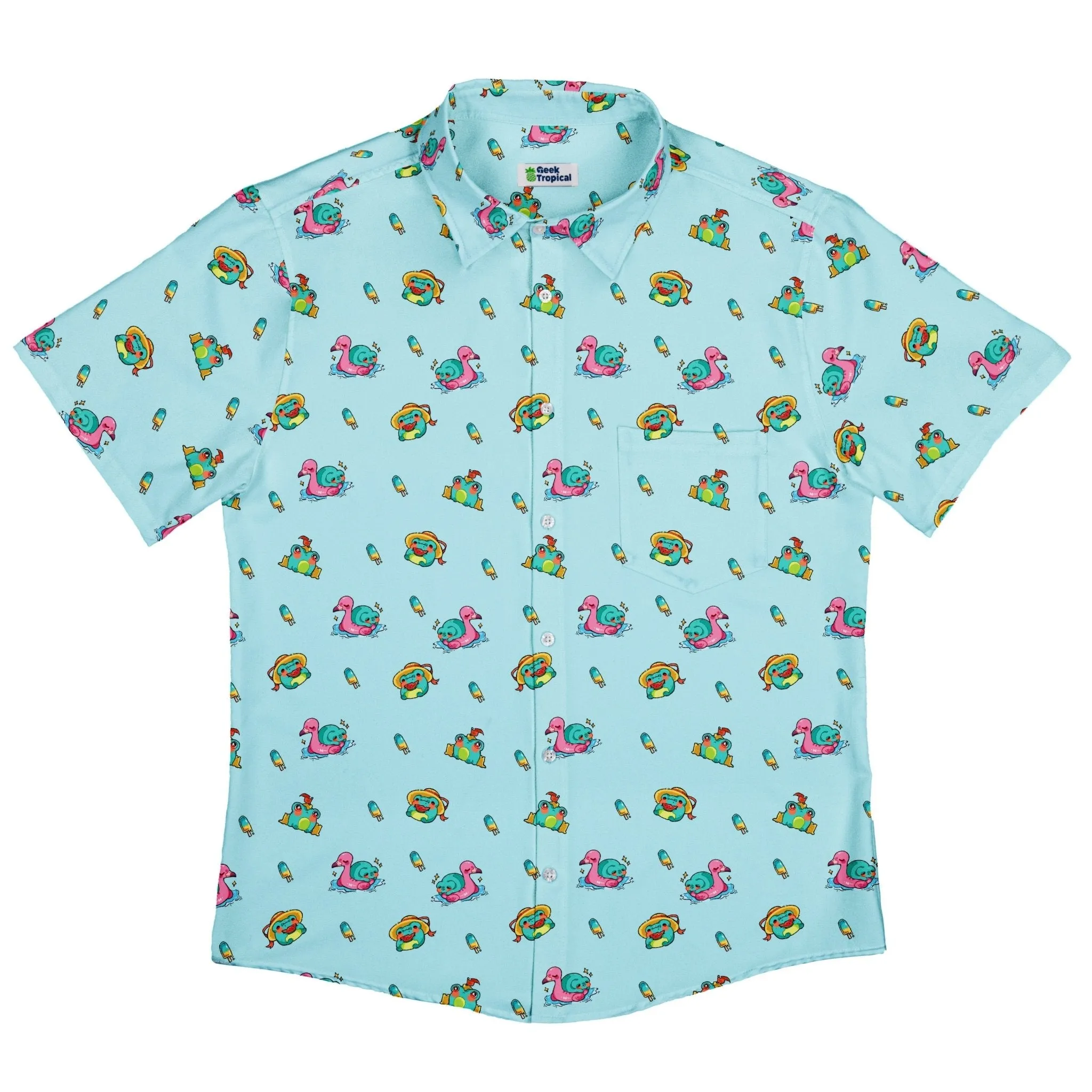 Summer Frogs Anime Button Up Shirt