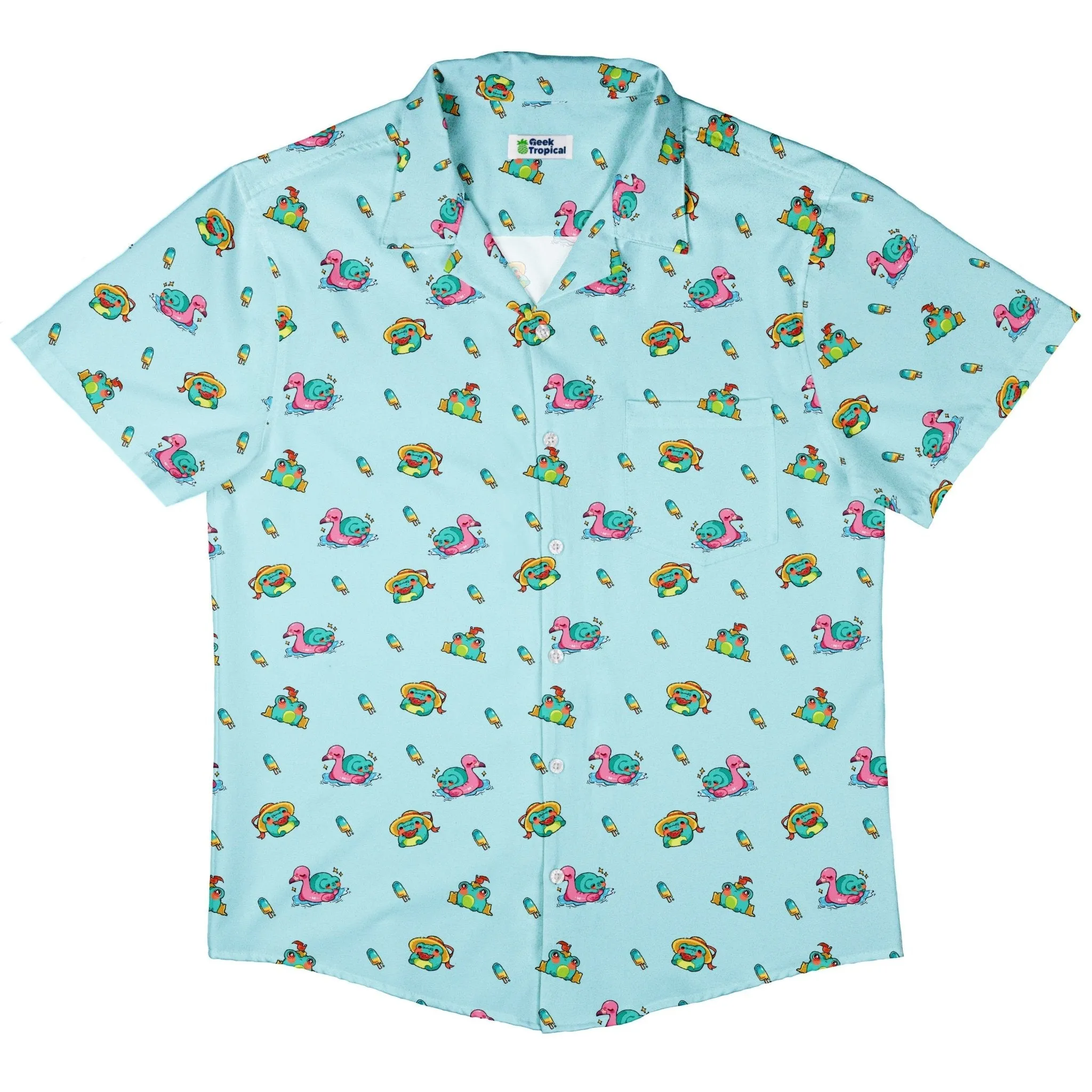 Summer Frogs Anime Button Up Shirt