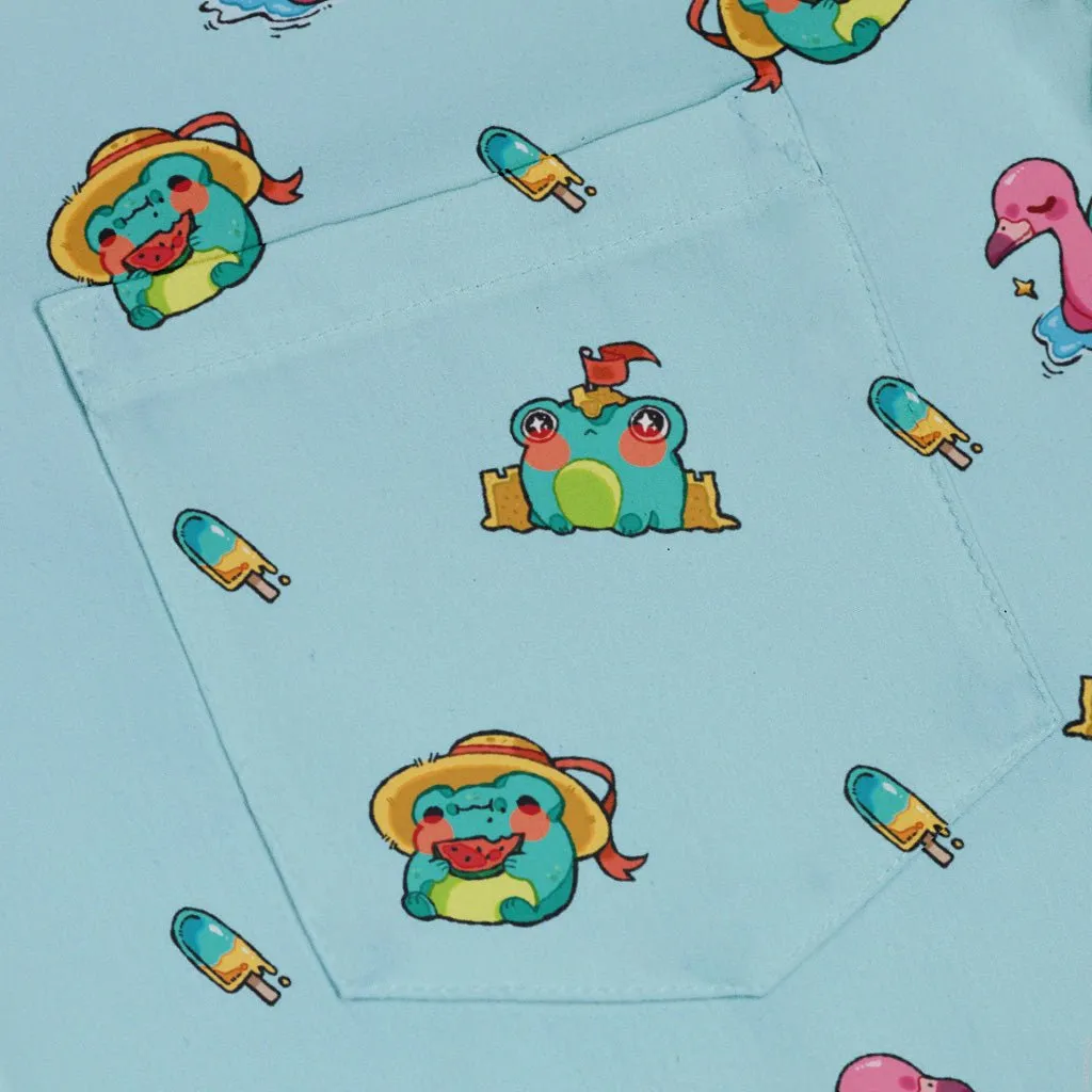 Summer Frogs Anime Button Up Shirt