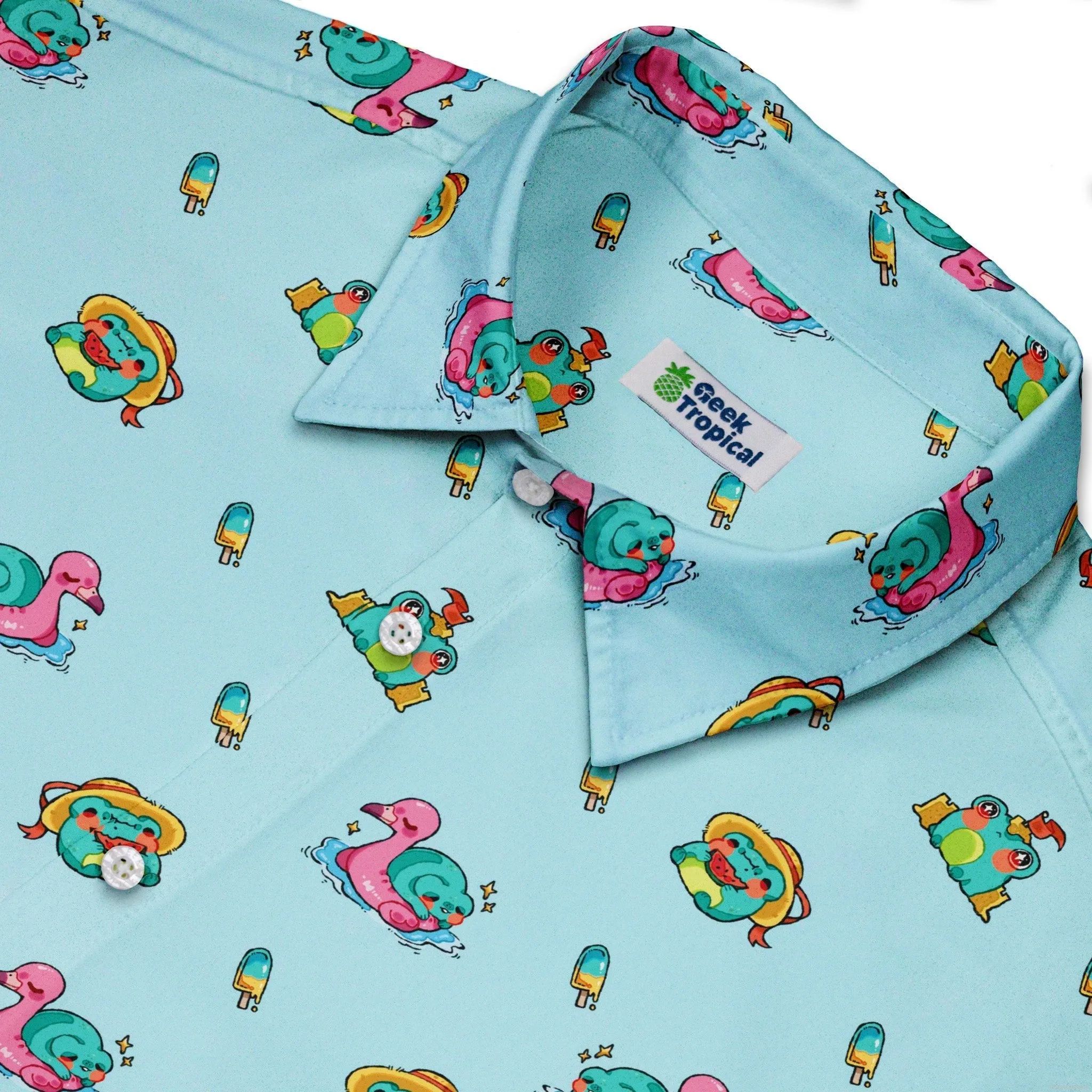 Summer Frogs Anime Button Up Shirt